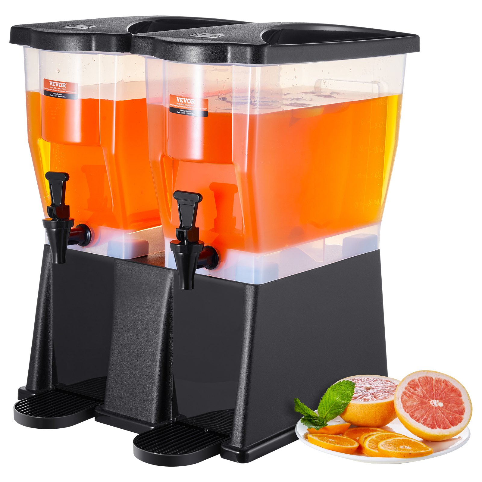 Joogidosaator, 11,4 l x 2 joogidosaatorit pidude jaoks, plastmahladosaator alusega kaanega
