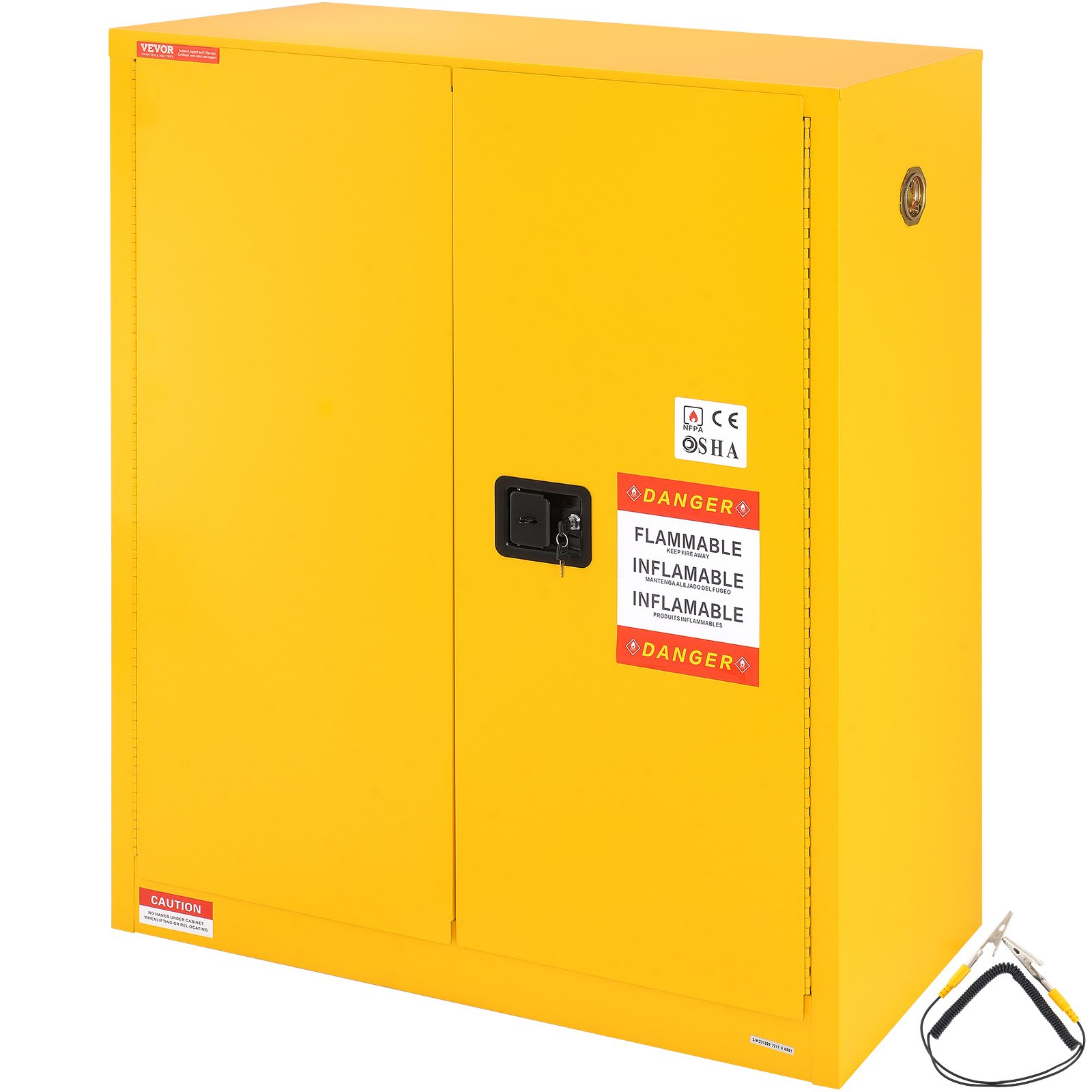 Tuleohtlike ainete ohutuskapp 128 7 l külmvaltsitud terasest tuleohtlike vedelike hoiukapp 1095 x 460 x 1273 mm