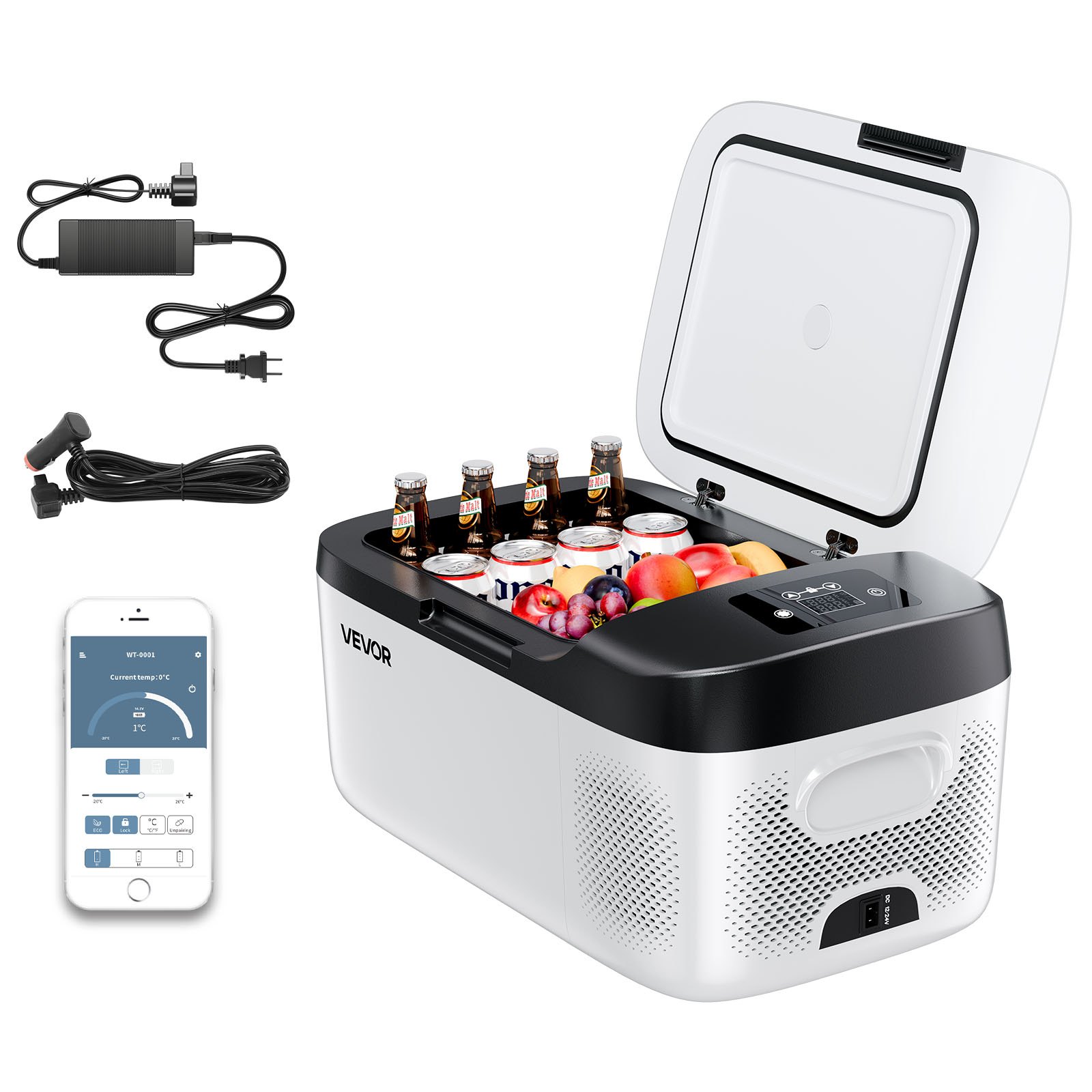 Autokülmik, DC 12/24V AC 100-240V kompressoriga elektriline jahuti, -20°C kuni 20°C autokülmik rakenduse juhtimisega, 15L autosügavkülmik haagissuvilatele, kämpingutele, paatidele, telkimisele, kalapüügile, 60W kaasaskantav sügavkülmik