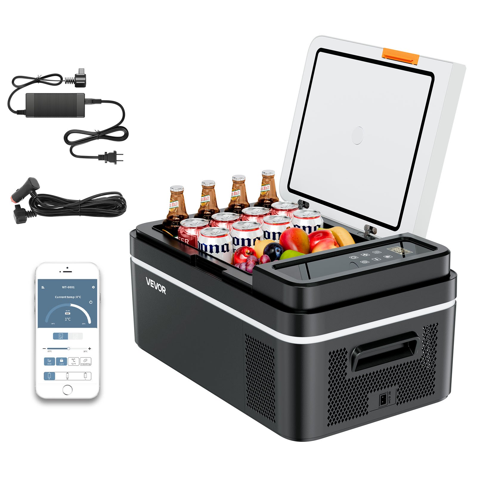 Autokülmik, DC 12/24V AC 100-240V kompressoriga elektriline jahuti, -20°C kuni 20°C autokülmik rakenduse juhtimisega, 20L autosügavkülmik haagissuvilatele, kämpingutele, paatidele, telkimisele, kalapüügile, 60W kaasaskantav sügavkülmik