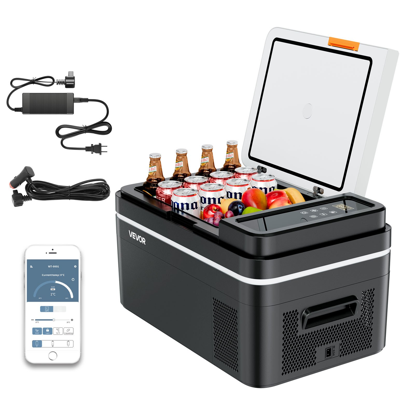 Autokülmik, DC 12/24V AC 100-240V kompressoriga elektriline jahuti, -20°C kuni 20°C autokülmik rakenduse juhtimisega, 22L autosügavkülmik haagissuvilatele, kämpingutele, paatidele, telkimisele, kalapüügile, 45W kaasaskantav sügavkülmik