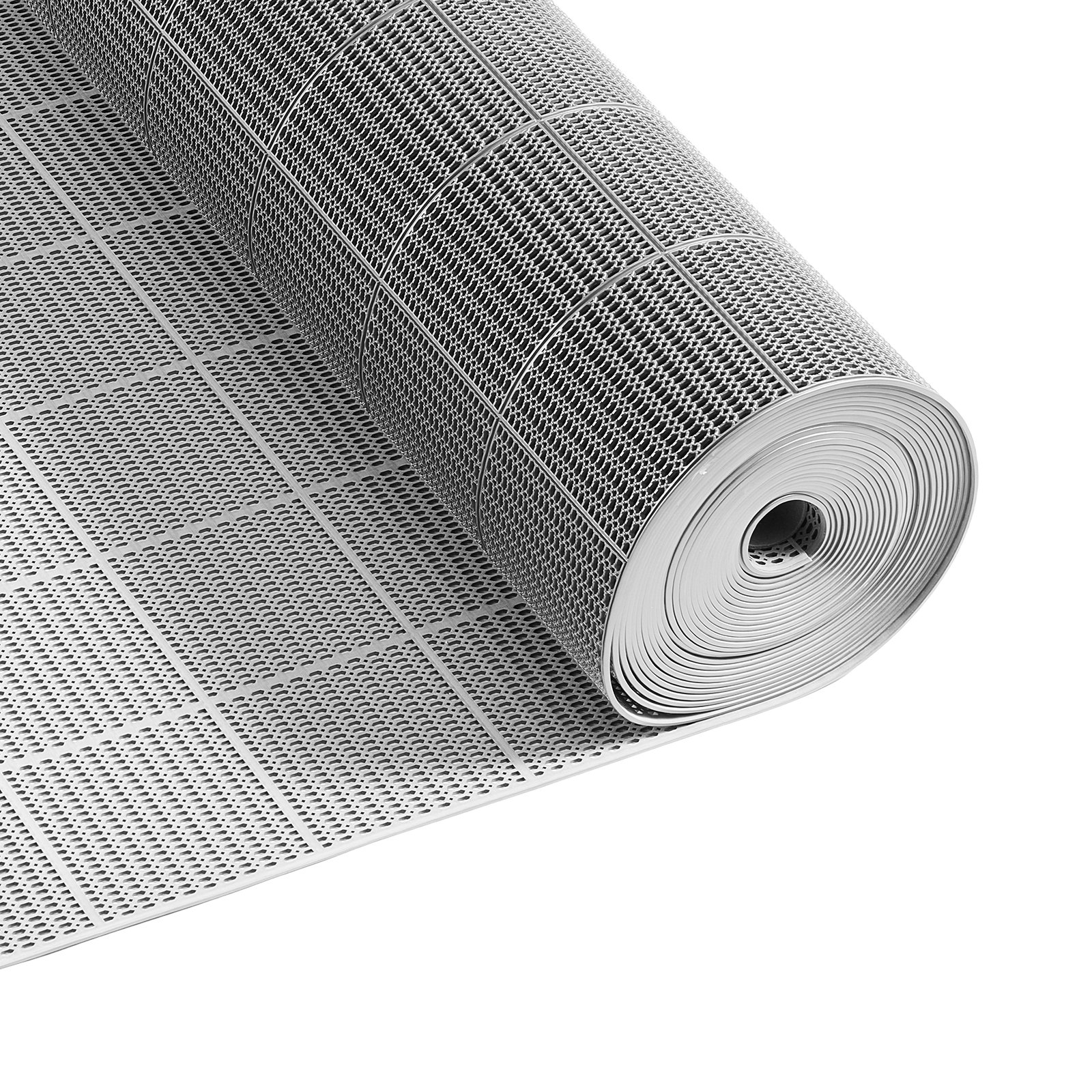 Drenaažimatt, 90 x 1500 cm, libisemiskindel PVC põrandamatt äripindadele, märgade alade äravoolumatt, õõnes uksematt, rull, siseruumidesse, restorani, basseini, terrassi, vannitoa, pesuruumi jaoks, hall