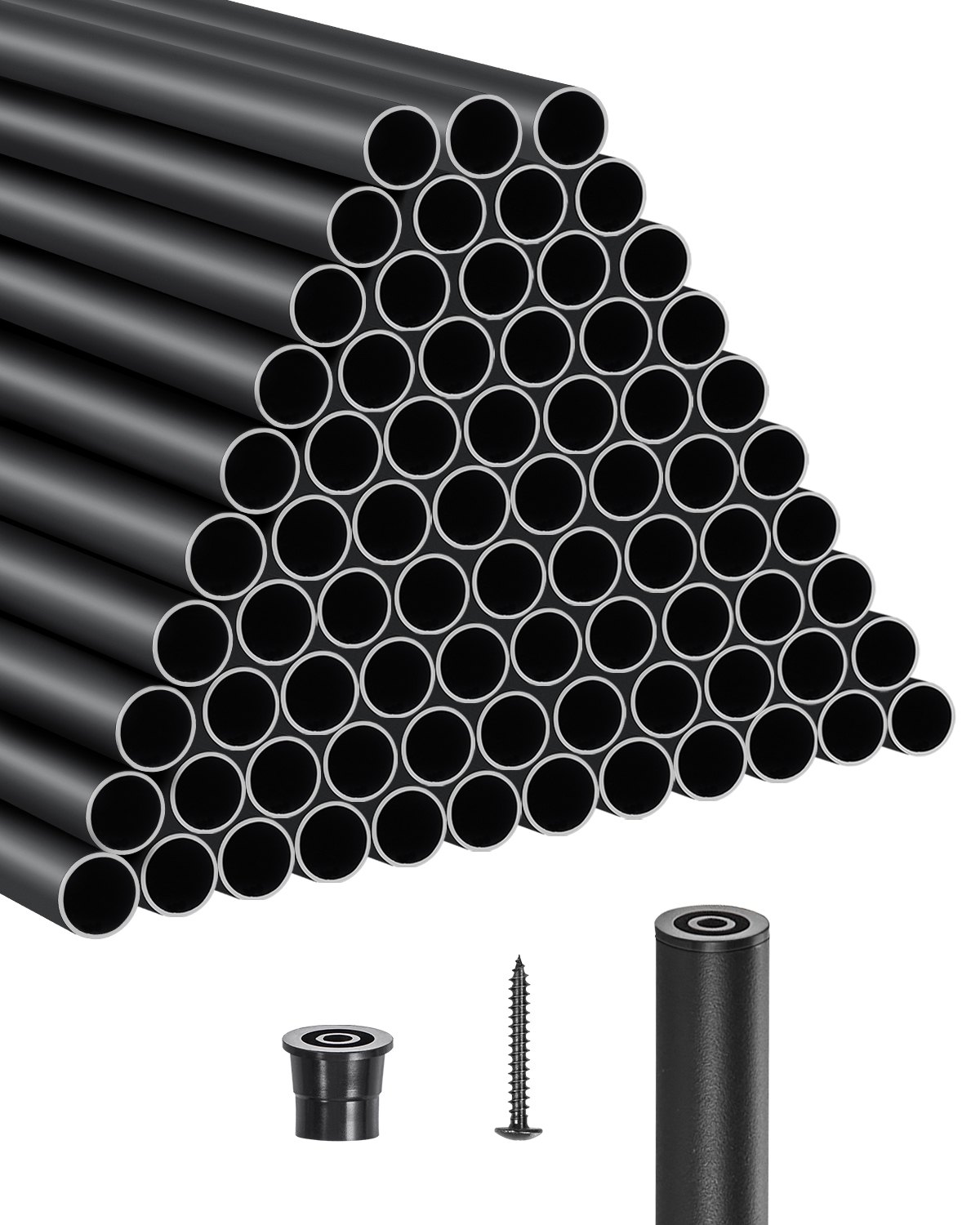 Trepipiirded 101 tk pakis, 66 cm alumiiniumist trepipiirded, 19,1 mm veekindel ümmargune metallspindliga piire, õõnes tekipiire piirdekorkide ja kruvidega treppidele, verandale, terrassile, mattmust