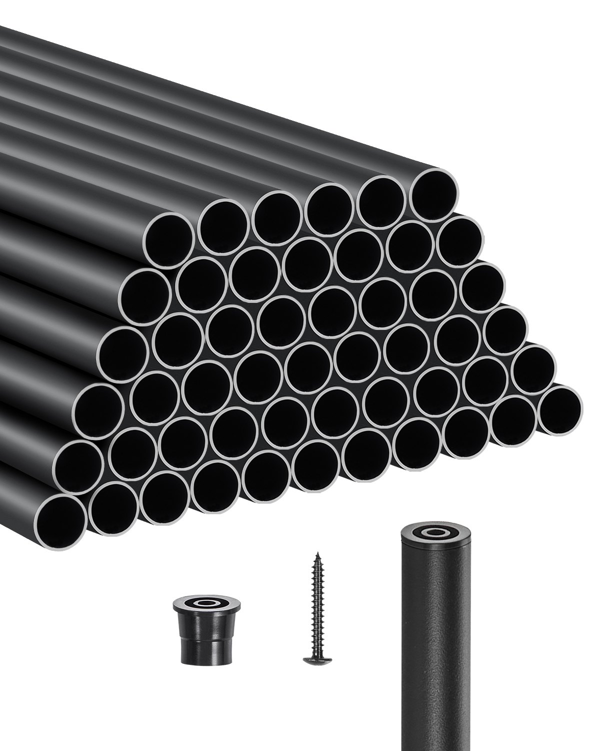 Trepipiirded 51 tk pakis, 81,3 cm alumiiniumist trepipiirded, 19,1 mm veekindlad ümmargused metallspindlipiirded, õõnes tekipiire piirdekorkide ja kruvidega treppidele, verandale, terrassile, mattmust