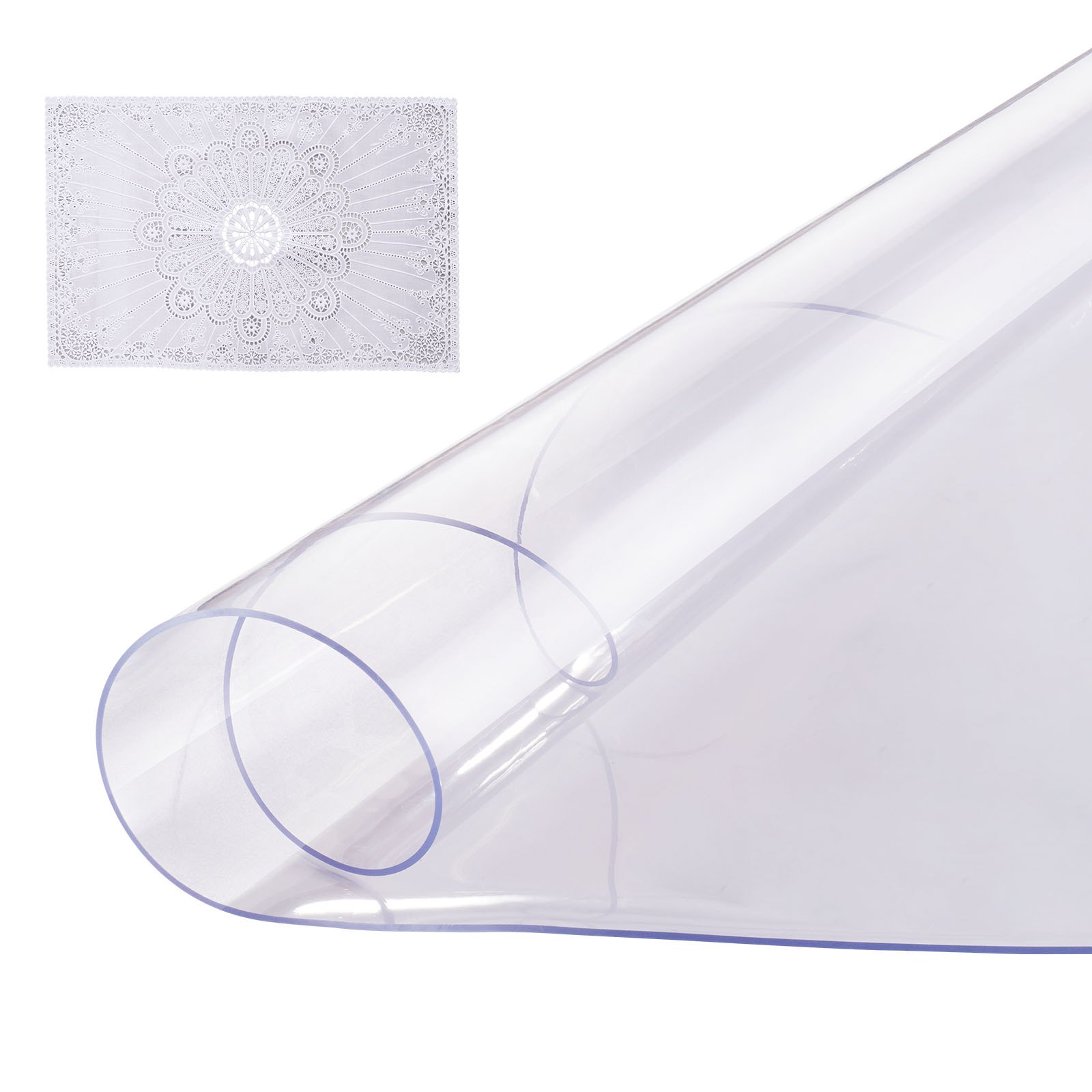 Plastikust lauakate 107 x 107 cm 2 0 mm paksune läbipaistev lauakaitse ümmargune PVC lauamatt veekindel ja hõlpsasti