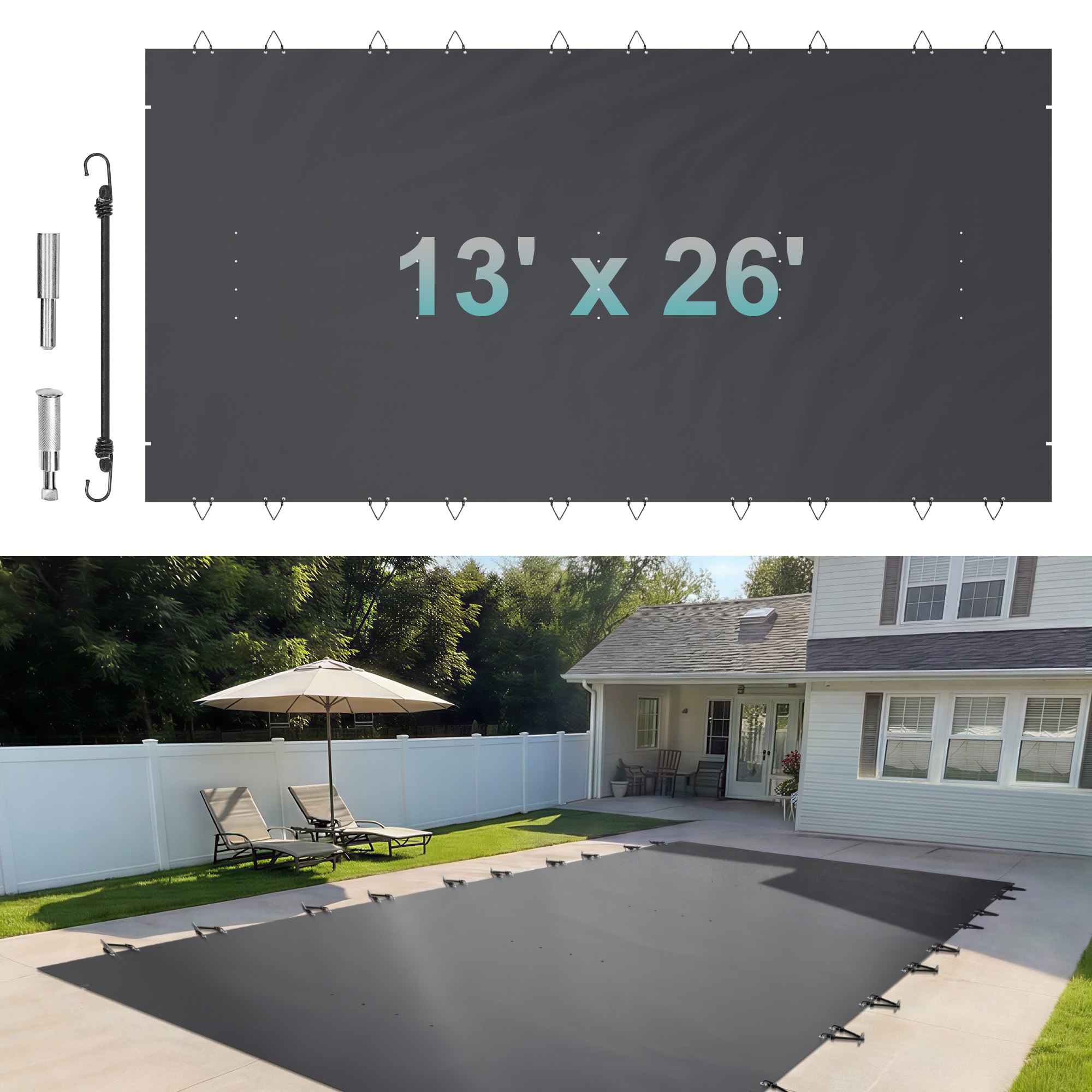 Basseini turvakate 4 x 8 m maasse paigaldatav basseinikate söest maasse paigaldatav basseinikate PVC basseinikatted