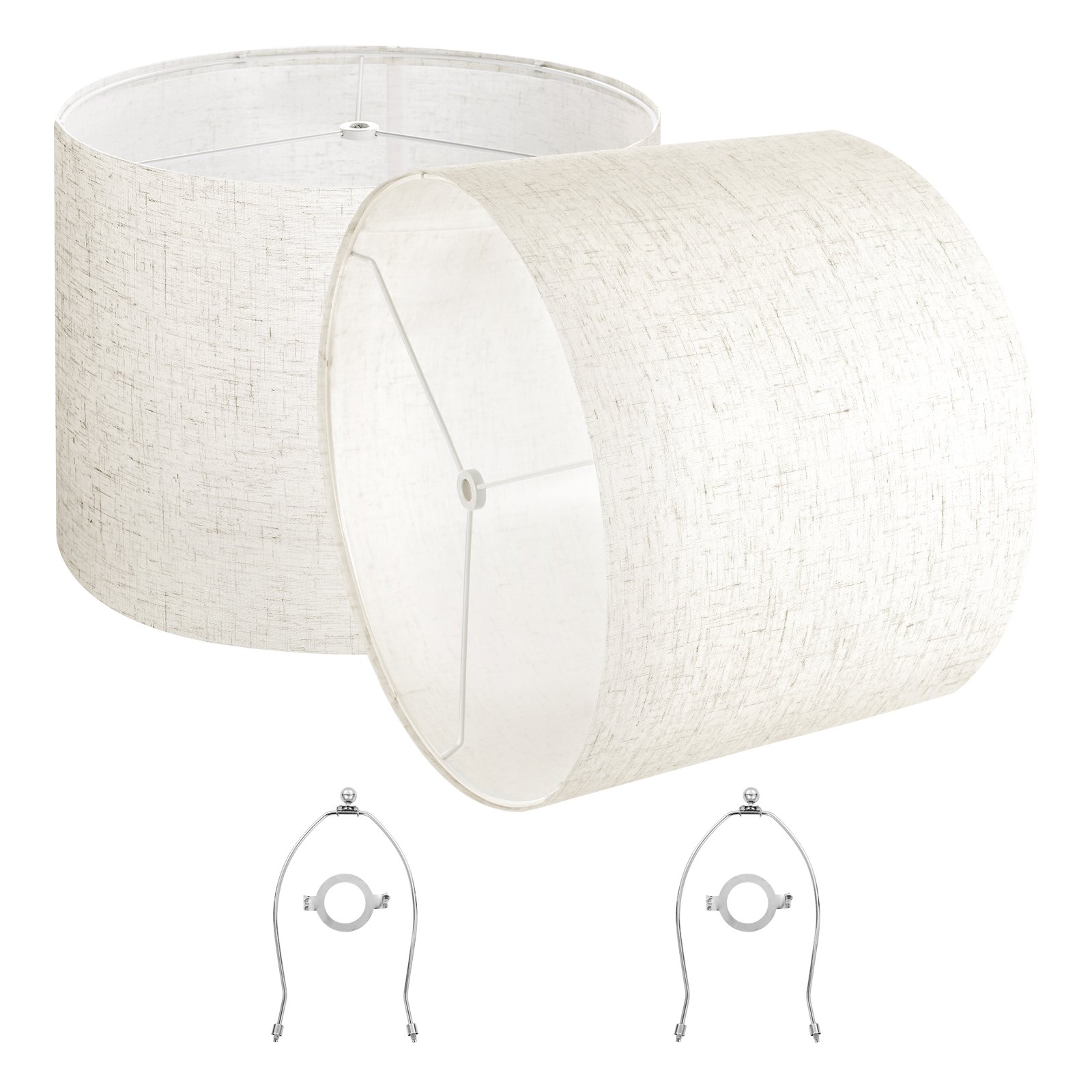Trummellambivarjude komplekt 2 komplekti ülevalt 40 6 cm x alt 40 6 cm x kõrgelt 30 5 cm suur lambivarju harfiga