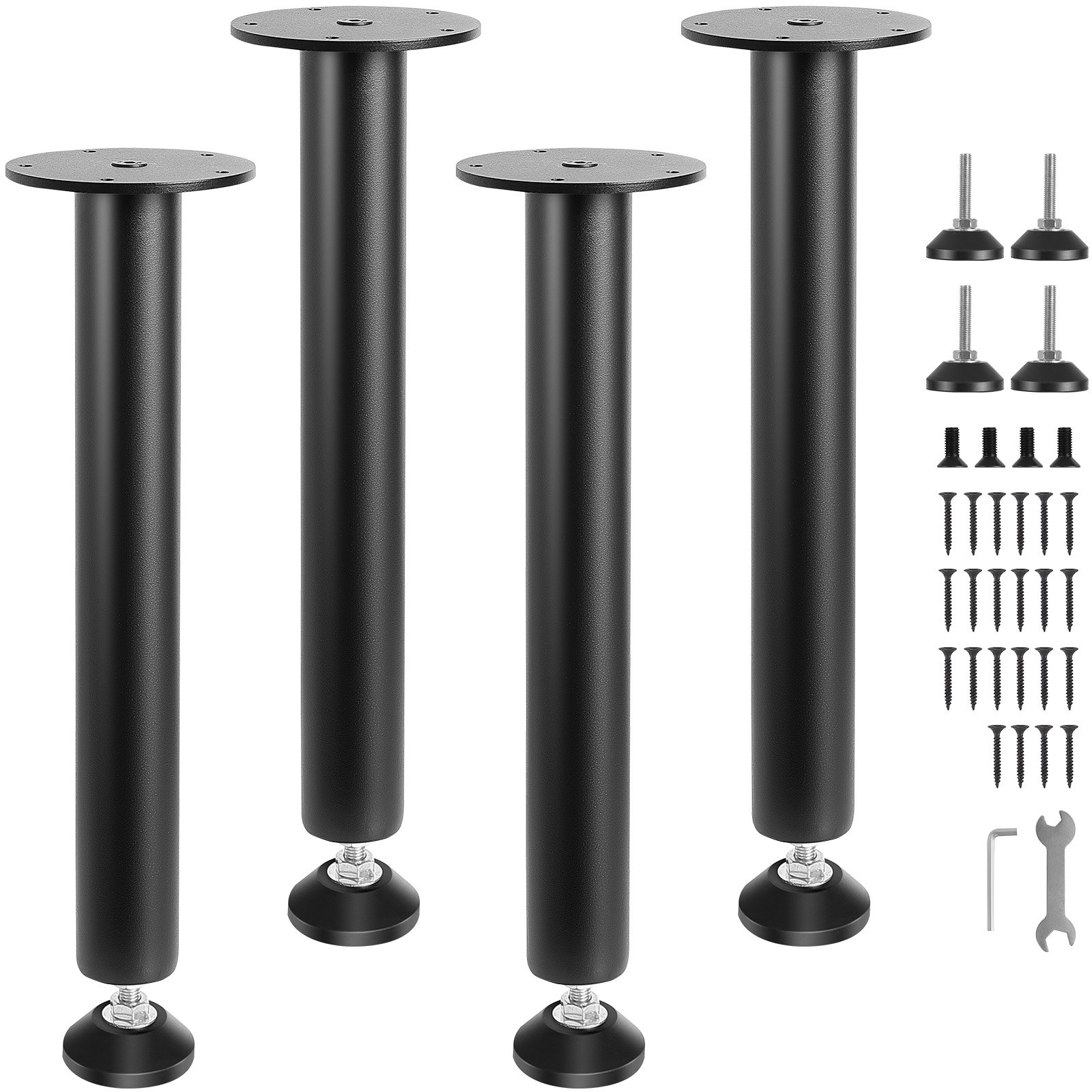 Reguleeritavad lauajalad (40,6 cm), 4 tk komplekt, tugevdatud terasest jalad koju DIY projektideks, must