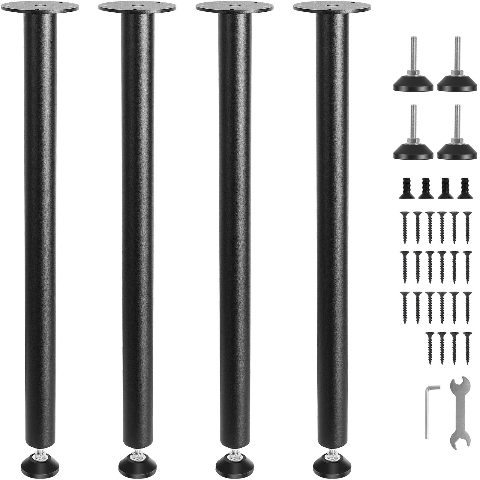 Reguleeritavad lauajalad (71,1 cm), 4 tk komplekt, tugevdatud terasest jalad koju DIY projektideks, must