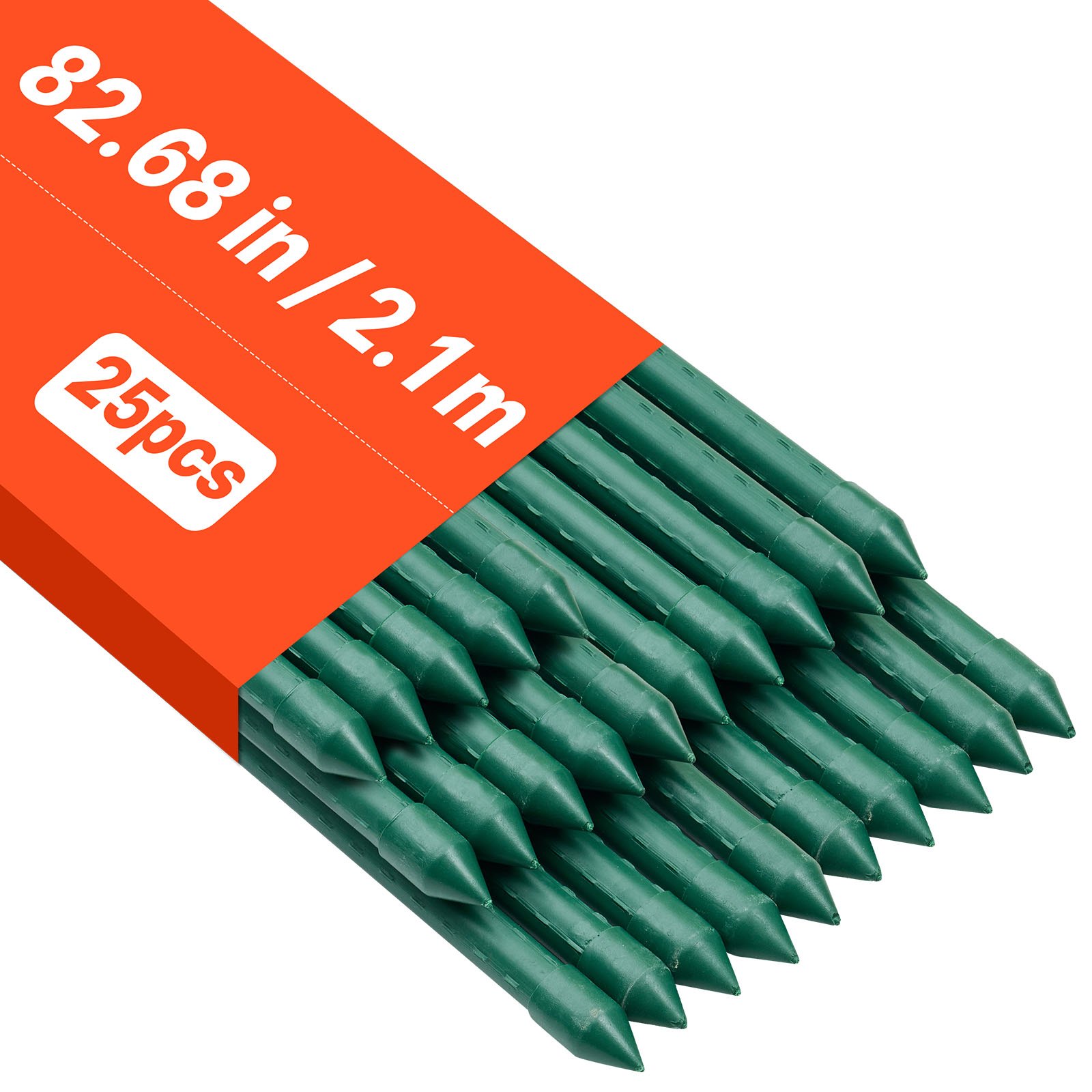 Aiapulgad 25 tk pakis 2100 mm plastkattega metallist tomatipulgad aiapulgad taimede toestamiseks terava otsa ja