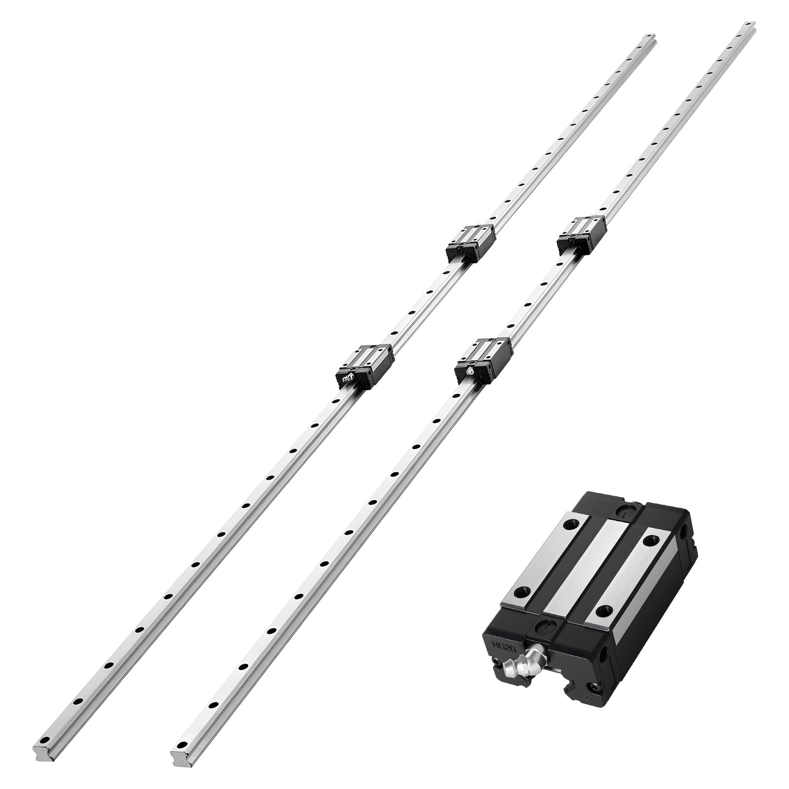 Lineaarrööpa juhikukomplekt, HGR20,2 tk 2000 mm lineaarrööpaid ja 4 tk laagriliugurplokke