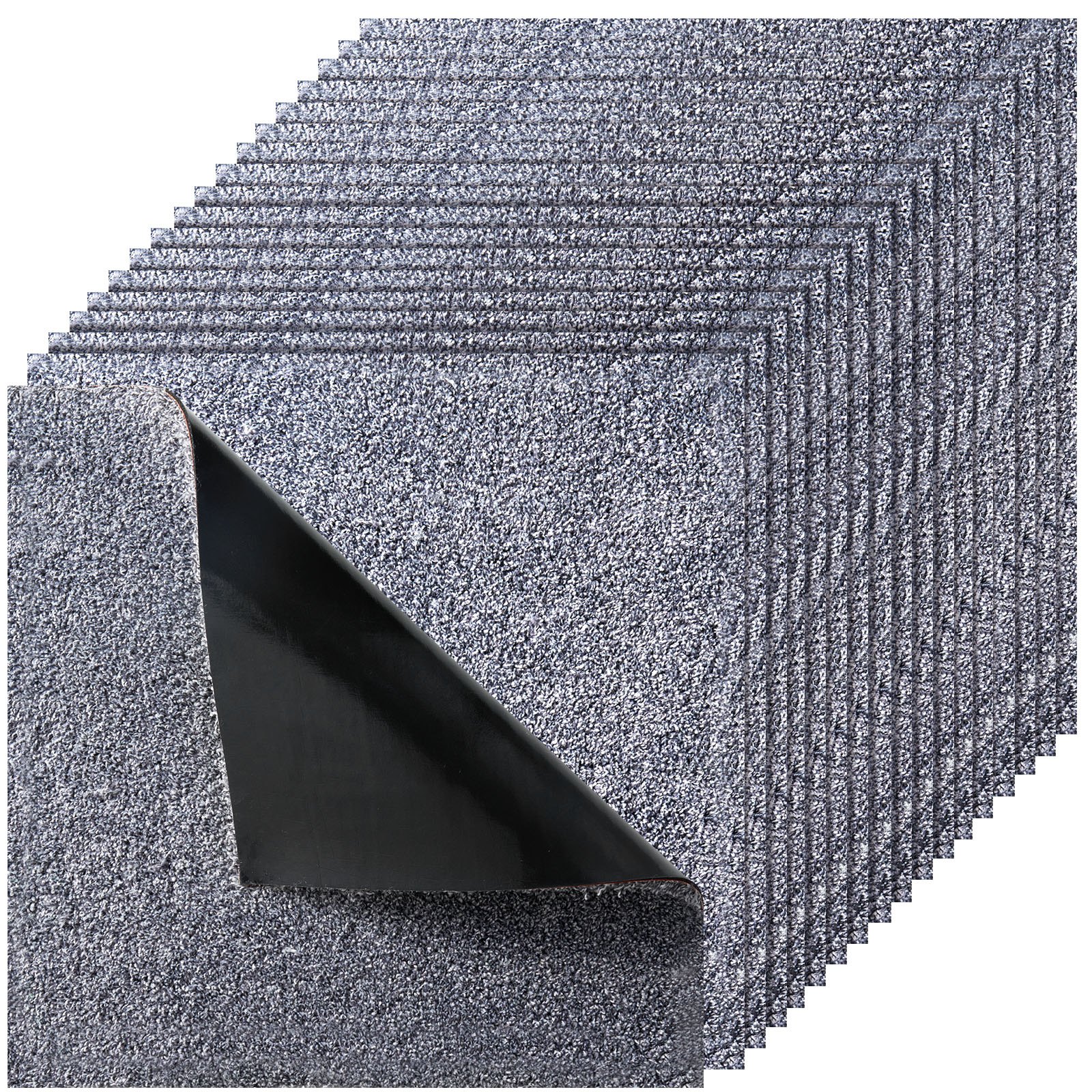 Vaibaplaadid 457x457 mm, 10 tk ruudukujulist vaipa, eemaldatav ja kahjustusteta, isekleepuv, pehme plüüsist polsterdusega kodupõrandale, katab 2,1 m², lihtne isetegemine elutuppa ja magamistuppa, hall