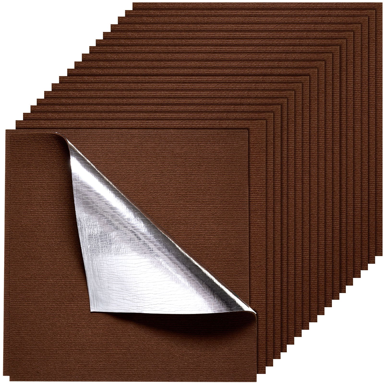 Vaibaplaadid 610x610 mm, 20 tk kooritavat ja kleepuvat ruudukujulist vaipa, isekleepuv, pehme polsterdusega, õmblusteta katteks äripindadele 7,4㎡, lihtne isetegemise asendus elutuppa, kontorisse, tumepruun