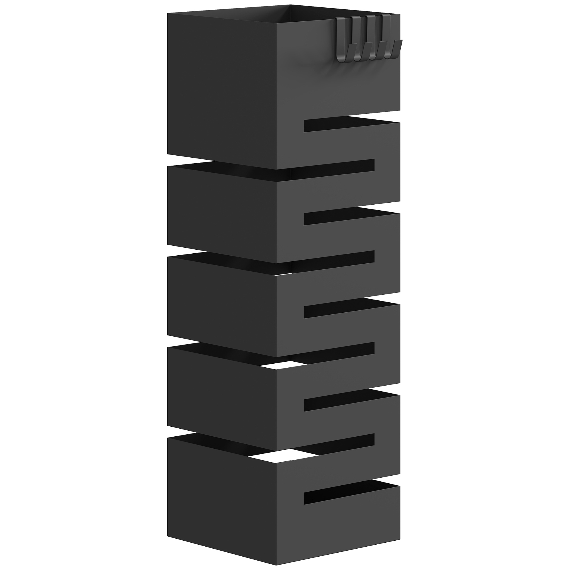 Vihmavarjuhoidja, metallist vihmavarjualus, eraldiseisev vihmavarjualus konksude ja tilgakogumisalusega, ruumi 8 vihmavarjule, must