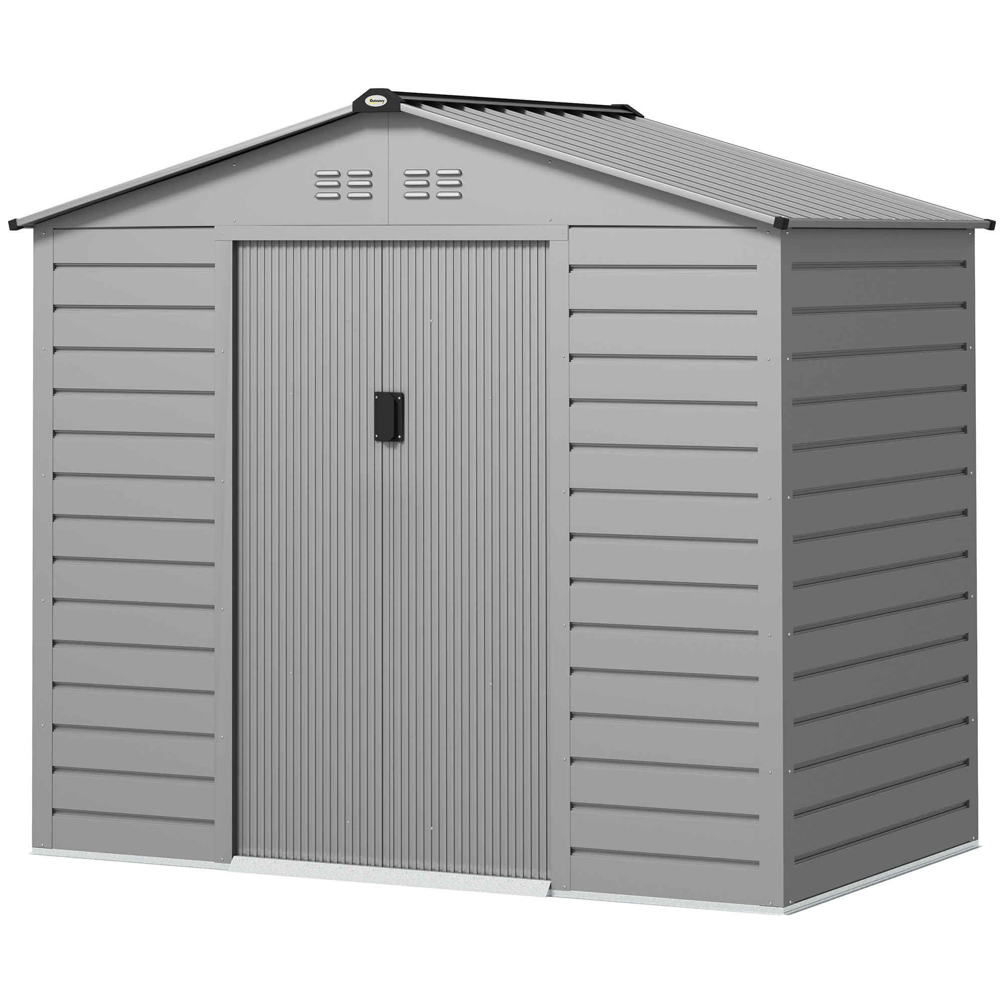 2,43 m² aiakuur, 213 x 131 x 192 cm, tööriistakuur viilkatusega, lukustatava lükanduksega, ilmastikukindel, hall