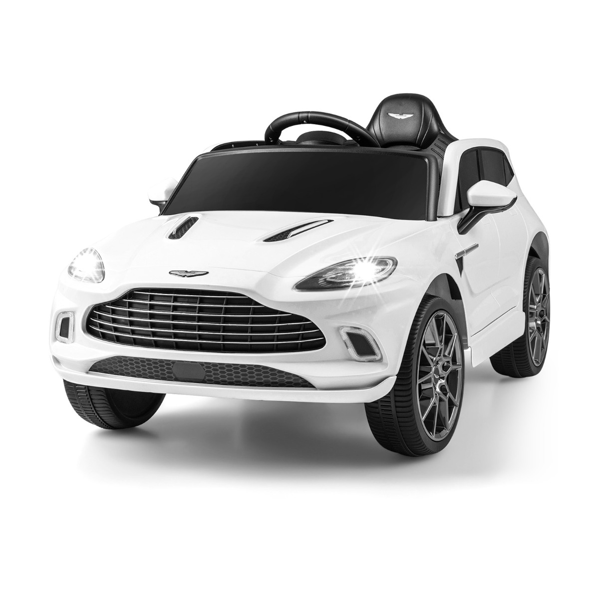 12V Aston Martin DBX lasteauto 2,4G puldiga 1,4-2,5 km/h valge