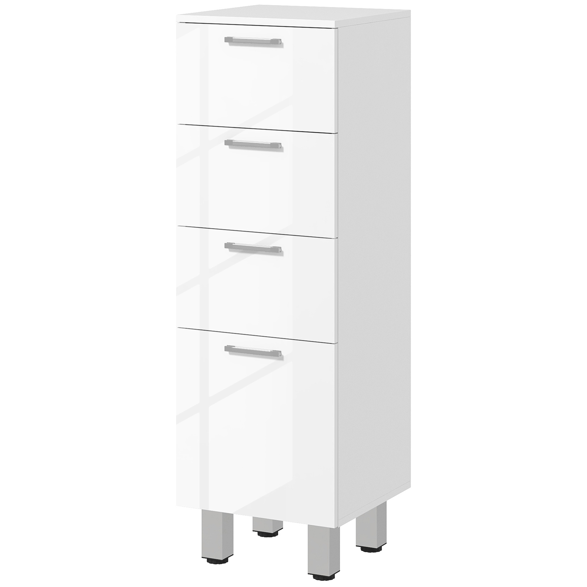 kleankin kitsas vannitoakapp, reguleeritava riiuliga tualetikapp, 3 sahtliga kapp väikestesse ruumidesse vannituppa, elutuppa 30 x 30 x 93 cm valge