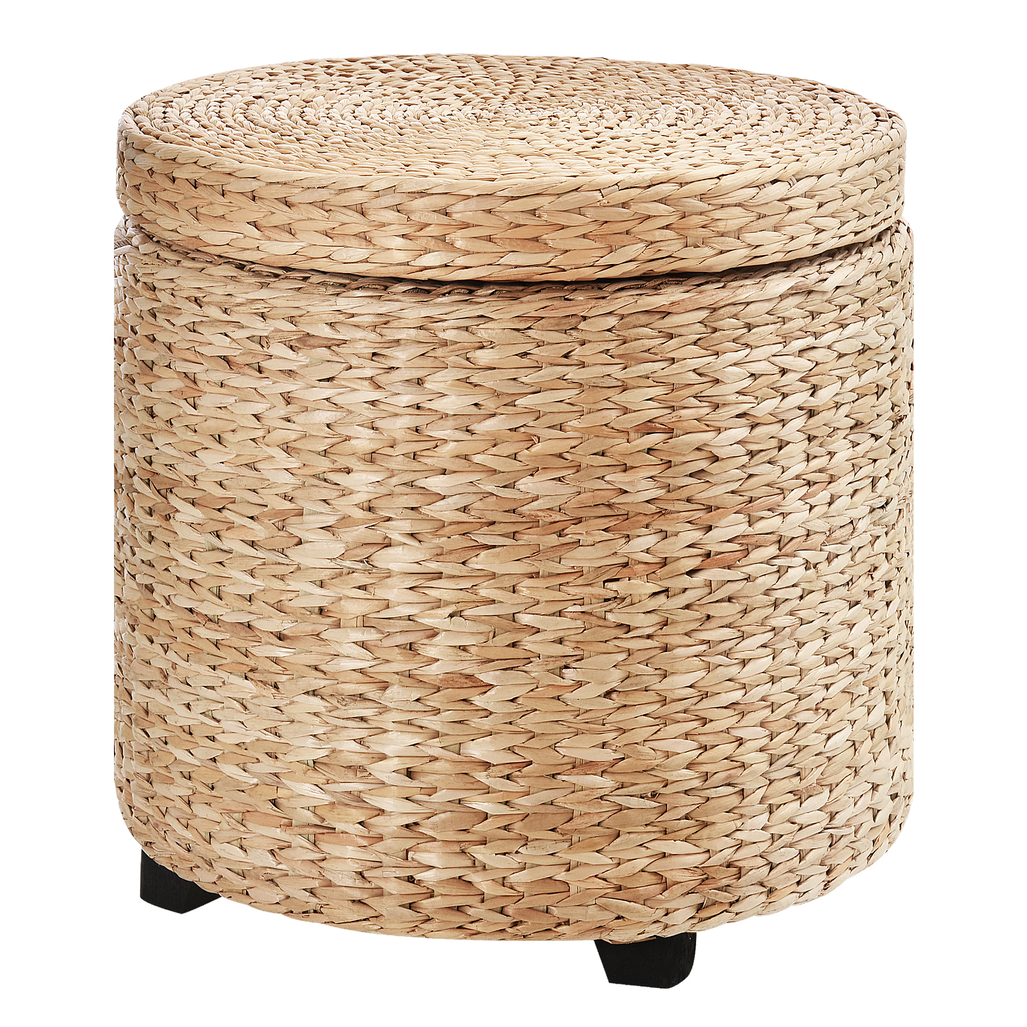 Hoiutoman kaanega, ümmargune jalapink, kuubikujuline hoiukast, polsterdatud jalgadega ottoman, 43 x 43 x 43 cm, khaki