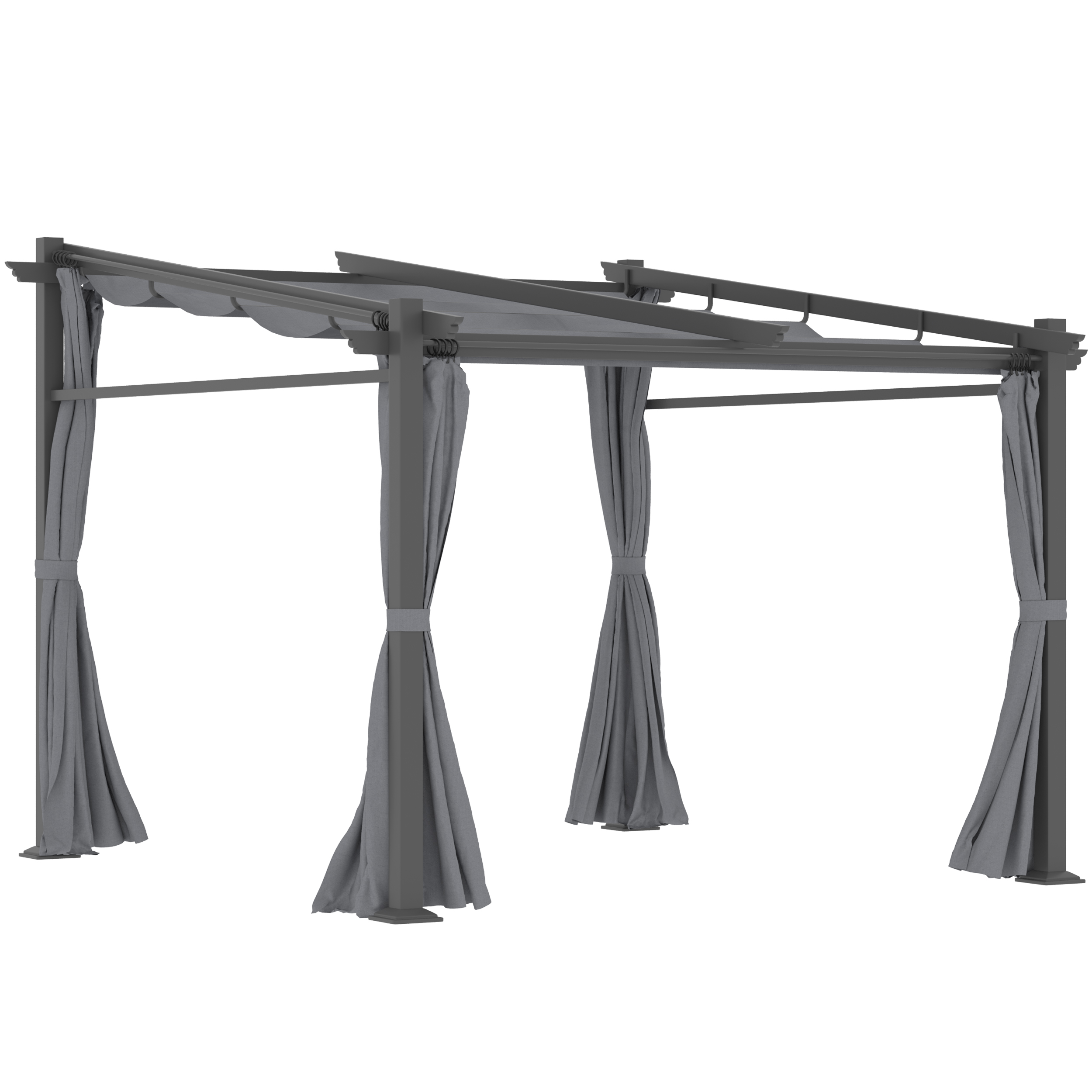 Pergola, sh kinnitusdetailid, pikendatav katus, 2,97 m x 2,95 m x 2,3 m, tumehall