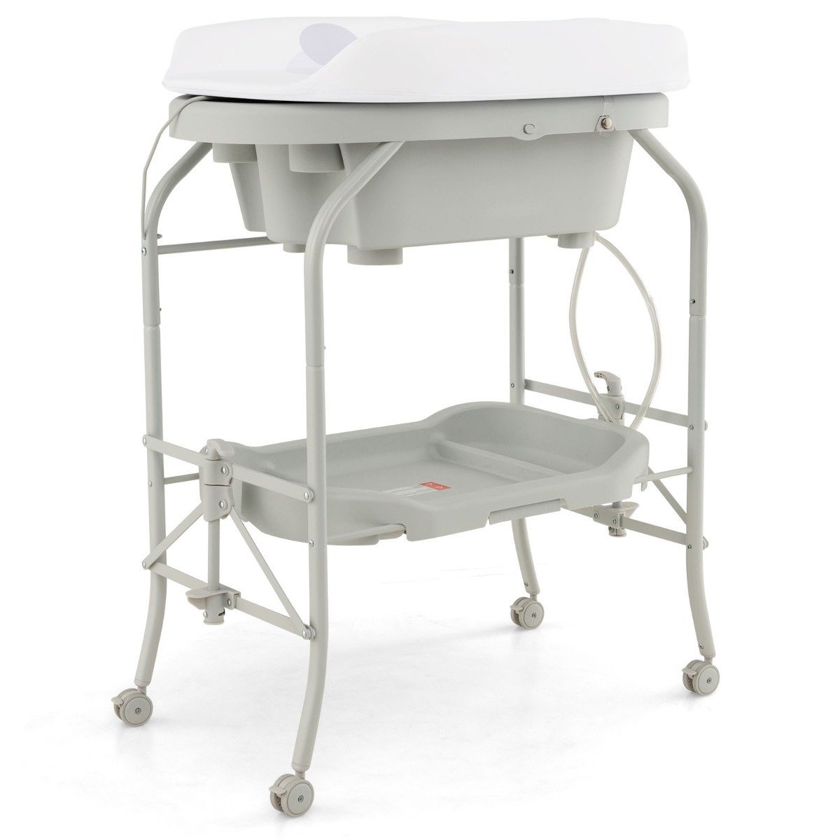 4-ühes kokkupandav mähkimislaud vanniga kaasaskantav mähkimiskummut mähkimisalusega helehall