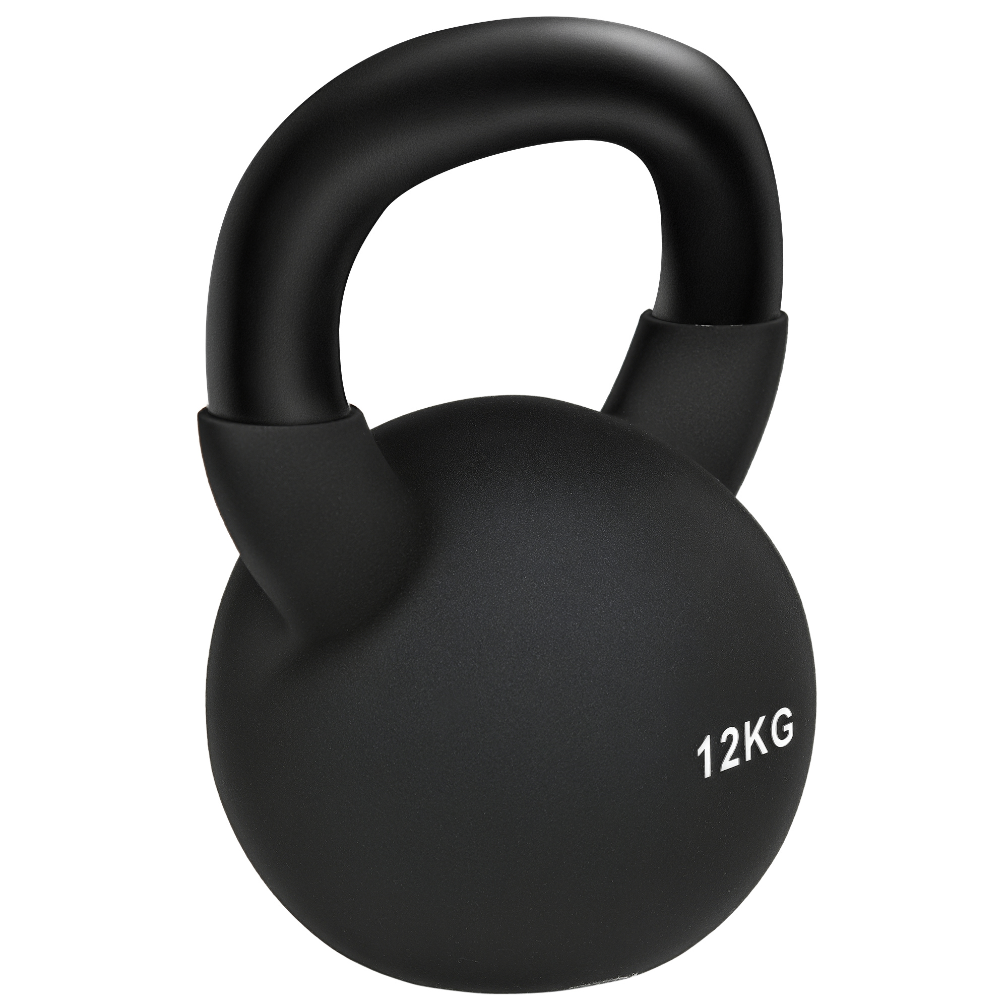 Kettlebell, 12 kg, plastkattega, terasest, must, 20 x 13 x 22 cm