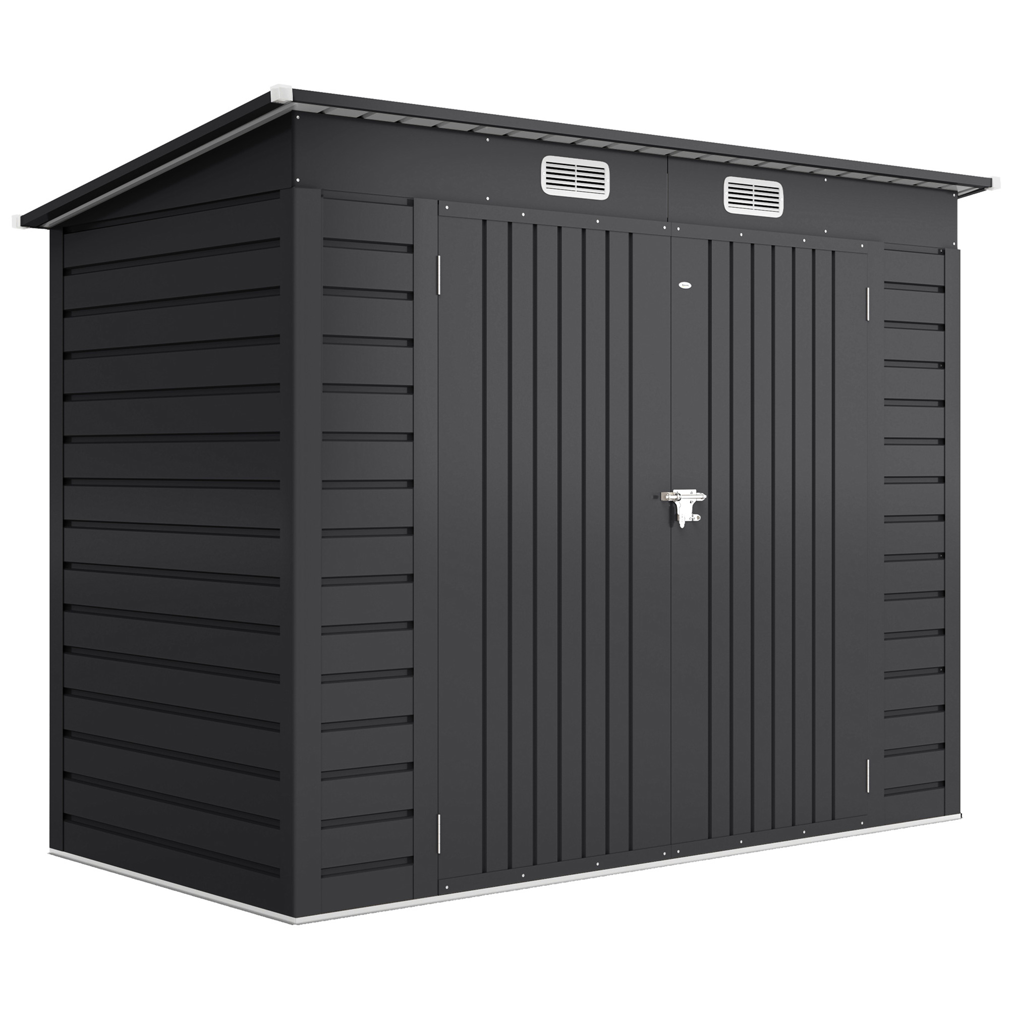 Terasest aiakuur, tööriistakuur, topeltuksed, 249L x 121S x 166/183Kcm, hall