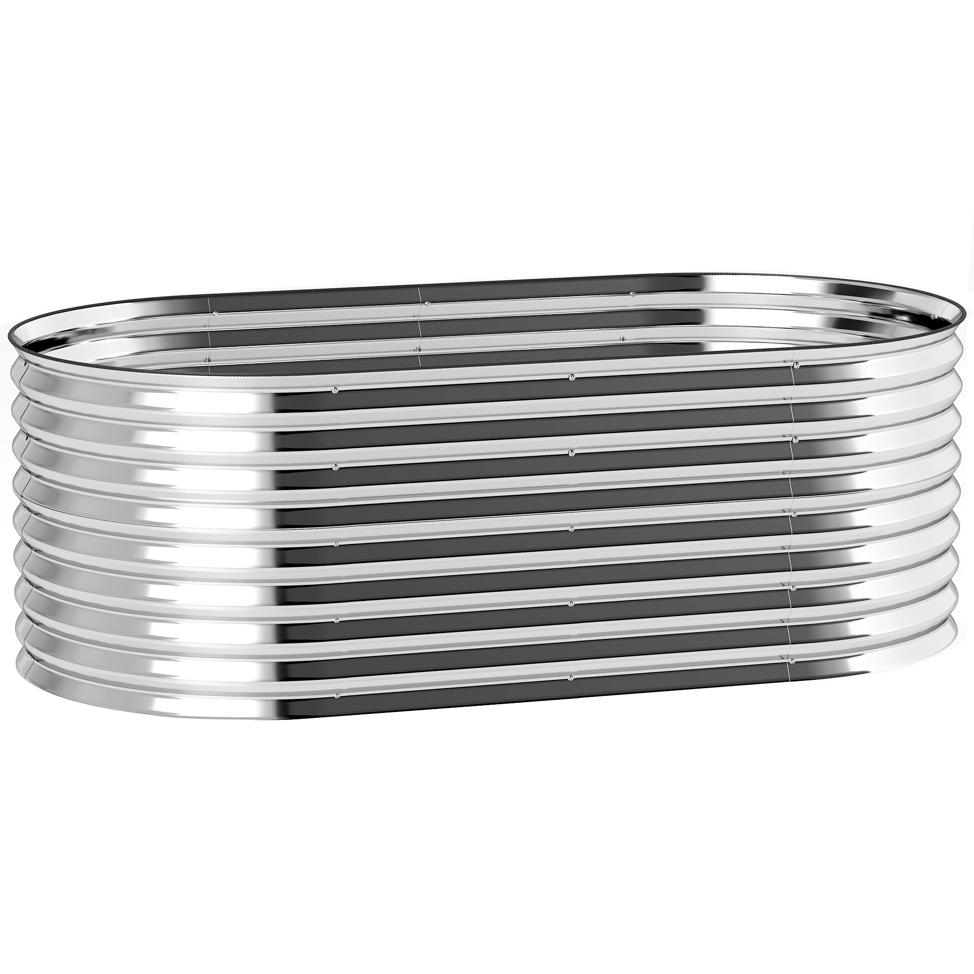 Metallist lillepott turvaserva ja kinnastega, avatud põhjaga, 160L x 80S x 56K cm, hall