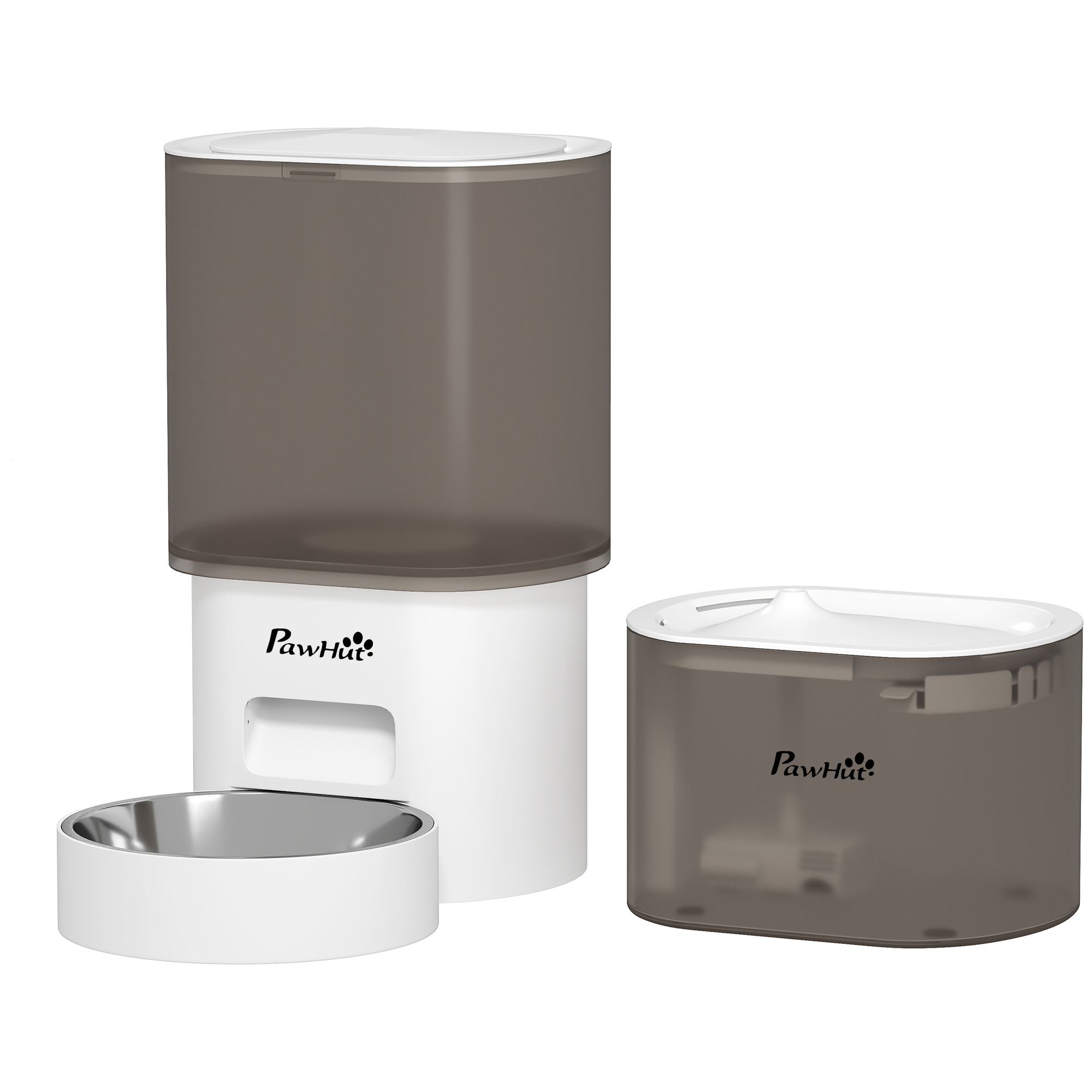 Automaatne lemmikloomasöötja ja 2,5 l veejagaja väikestele koertele ja kassidele, valge