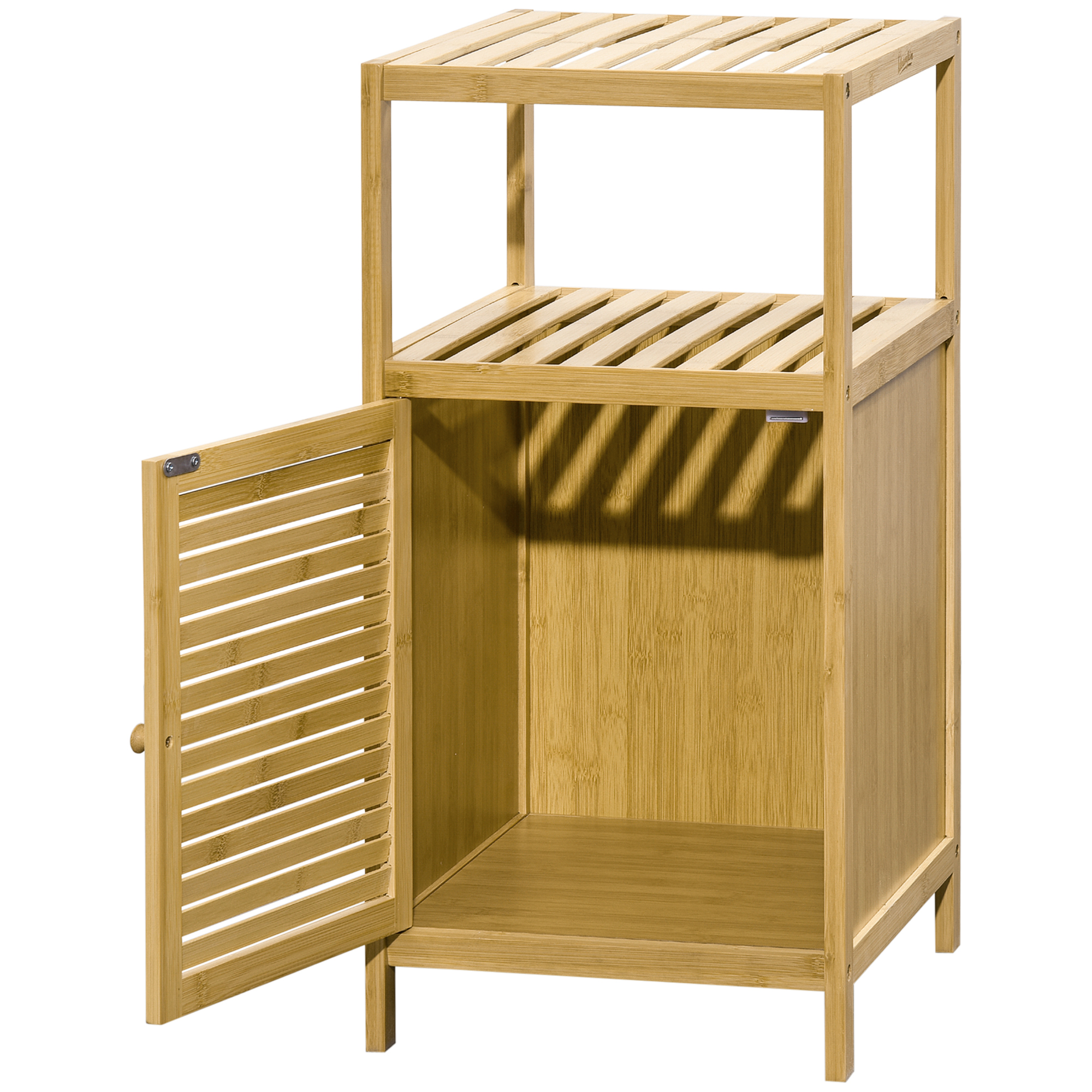 Vannitoa kapp/riiul, bambus, 1 riiul, 1 kapp, 33 cm x 36,5 cm x 67 cm, naturaalne