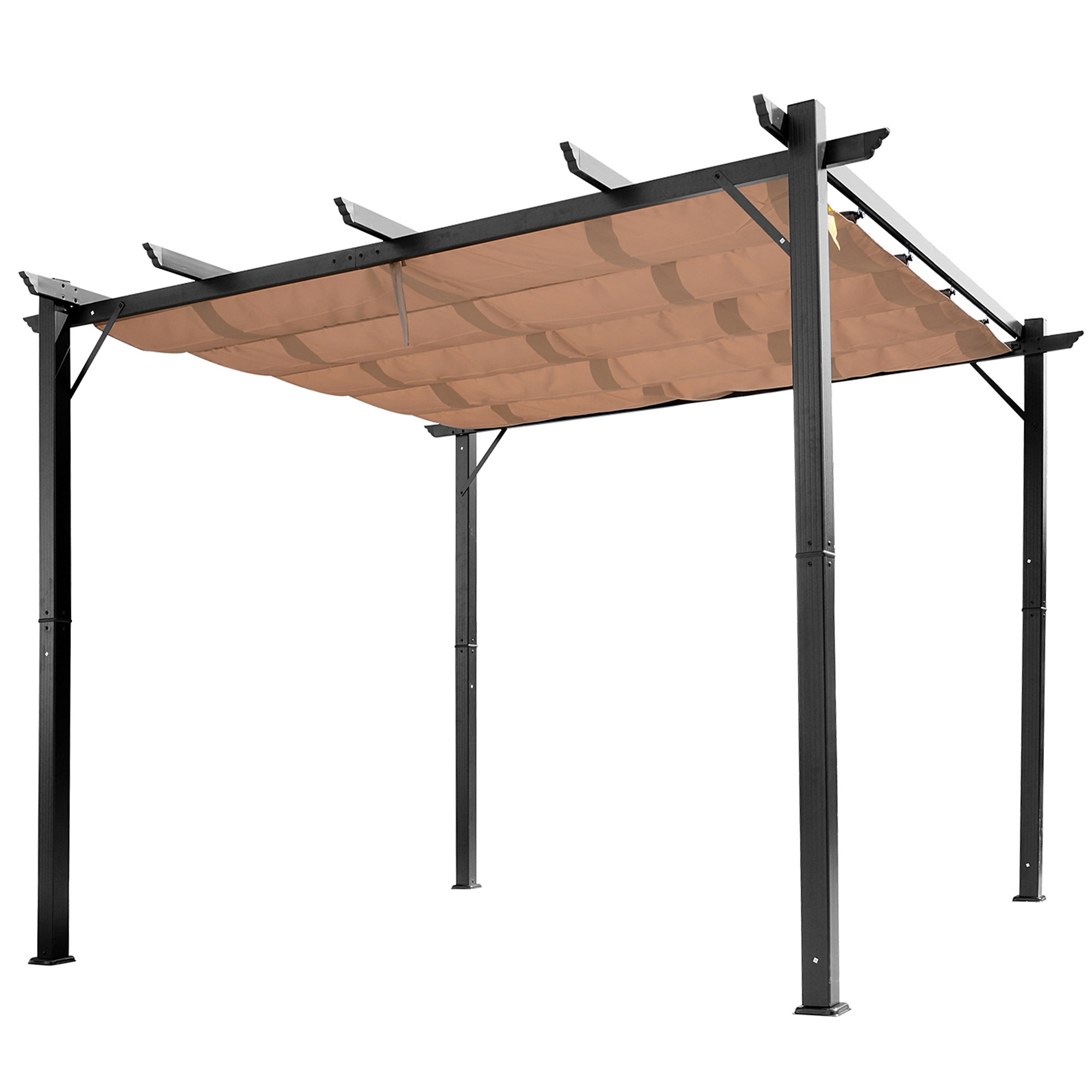 Pergola paviljon reguleeritava kangast katusega 3 x 4 m terrassivarikatus alumiiniumist päikesevari varikatus terrass aed hall+pruun