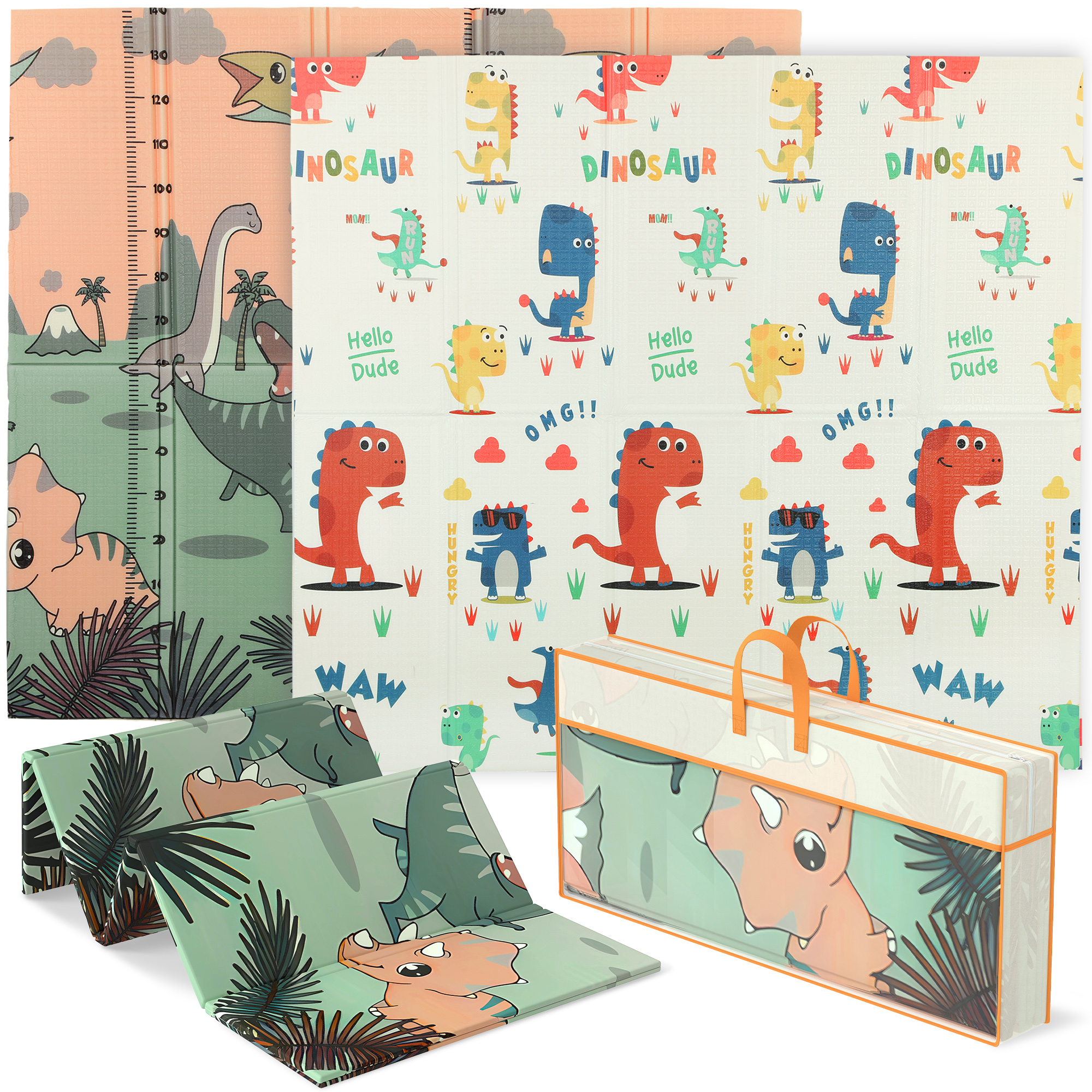 Beebimängumatt 196 x 176 x 1,5 cm kokkupandav kahepoolne roomamismatt mitmevärviline