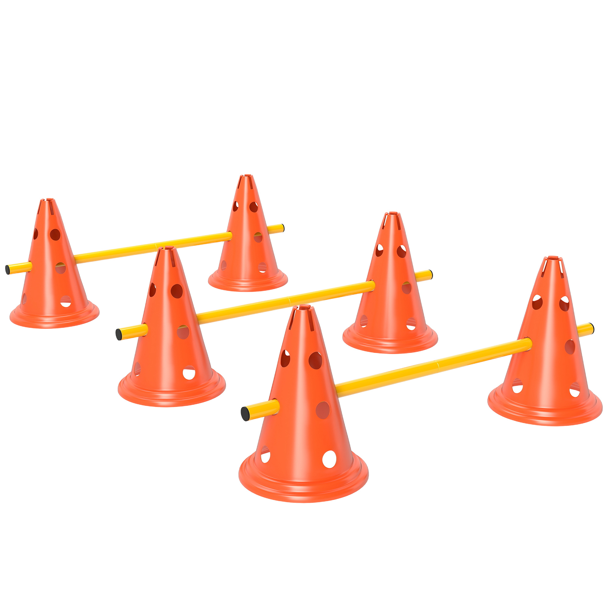 Agility komplekt koertele: 3-osaline agilityvarustus koerte treenimiseks, sh 6 koonust, 3 tõket ja kandekott.