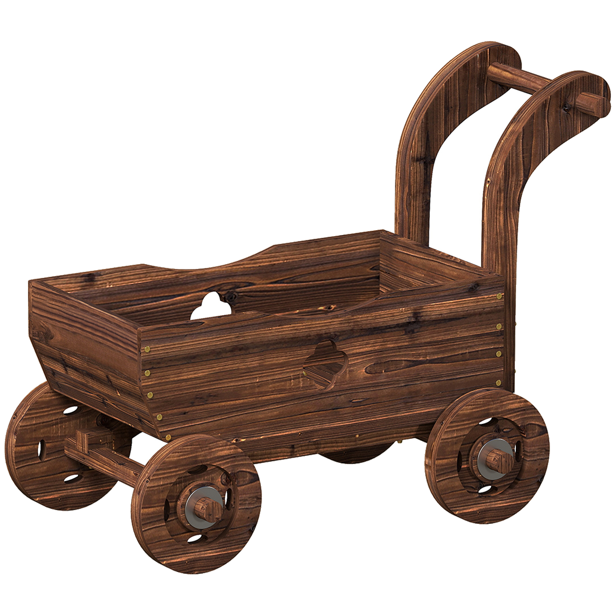 Puidust kõrgpeenar, kärukujuline istutuspeenar, külmraam 4 ratta ja käepidemega, aiapeenar 68 x 38 x 52 cm