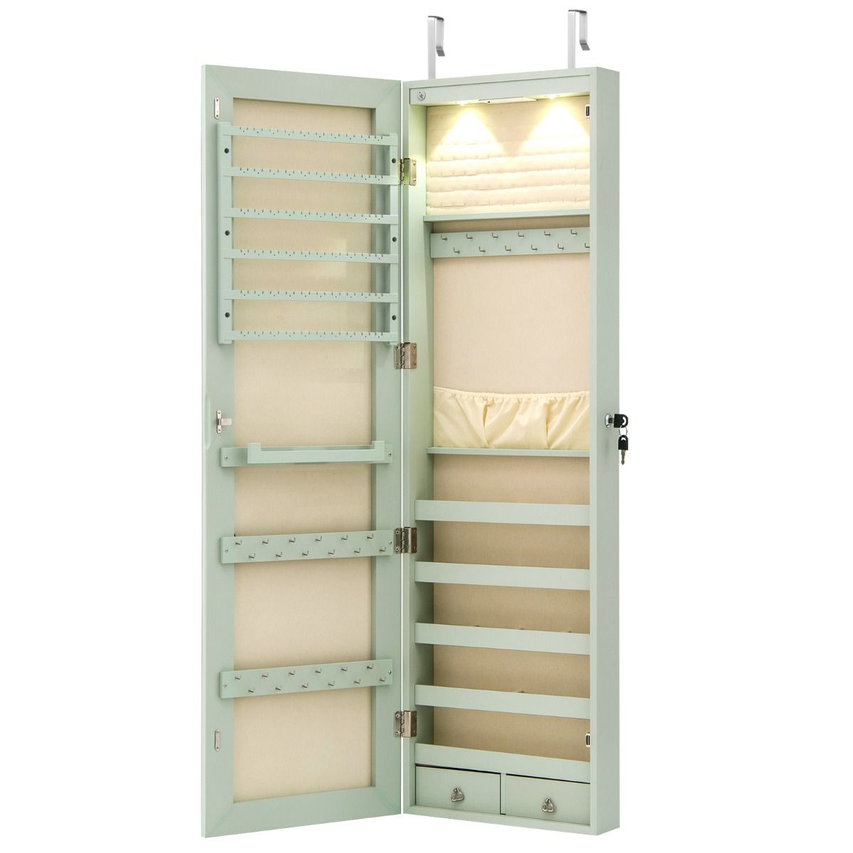 Ehetekapiga LED-valgustusega peegel Roheline