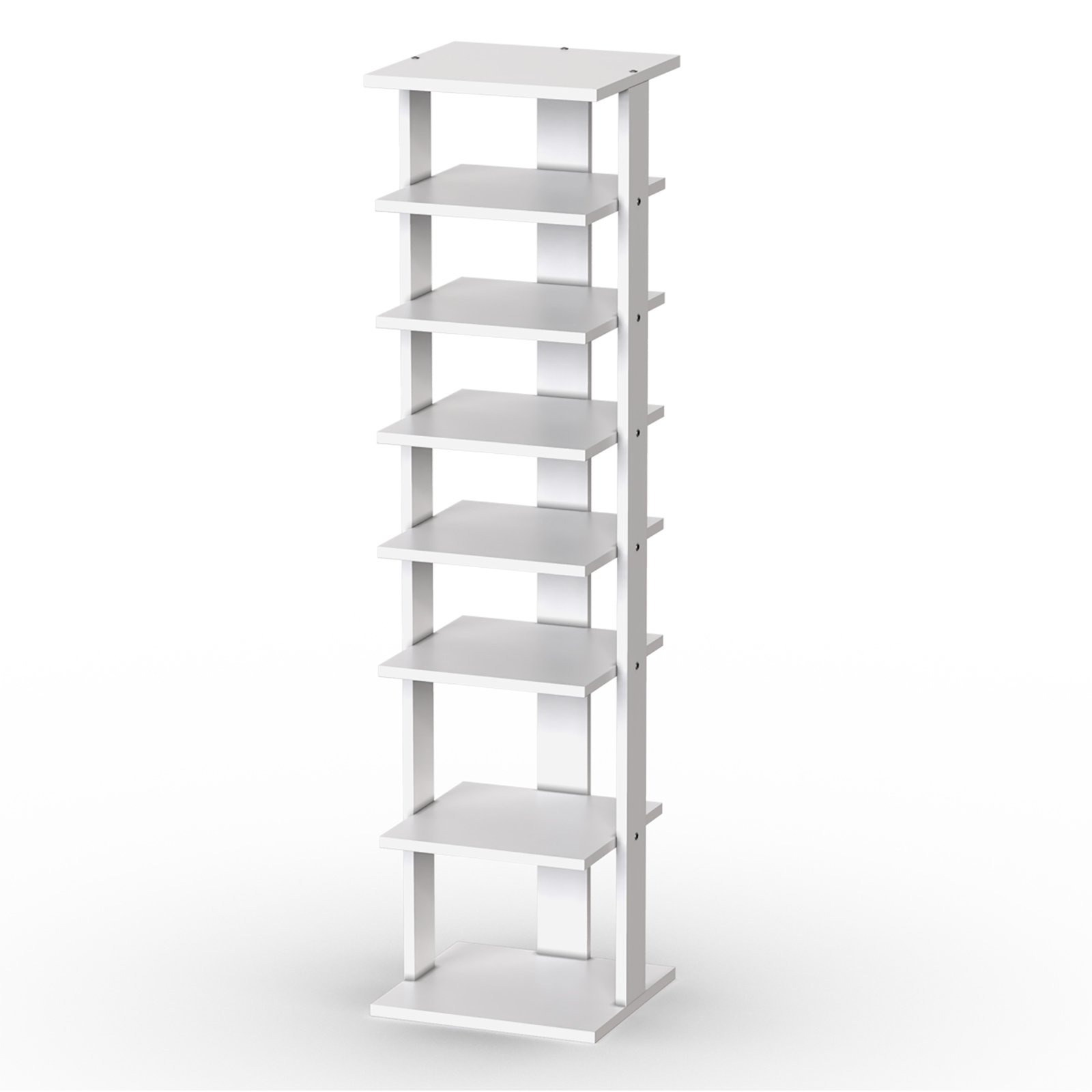 Puidust kingariiul 8-astmeline jalatsiriiul Vertikaalne hoiustamisriiul valge