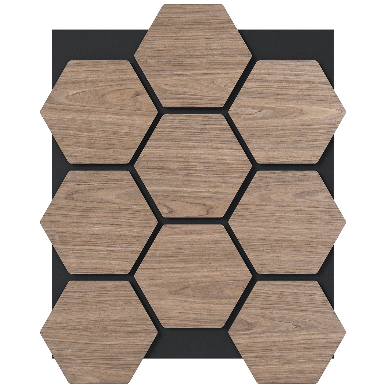 4-osaline akustiline seinapaneel 81x66 cm, 9 kuusnurkset puidust plaati