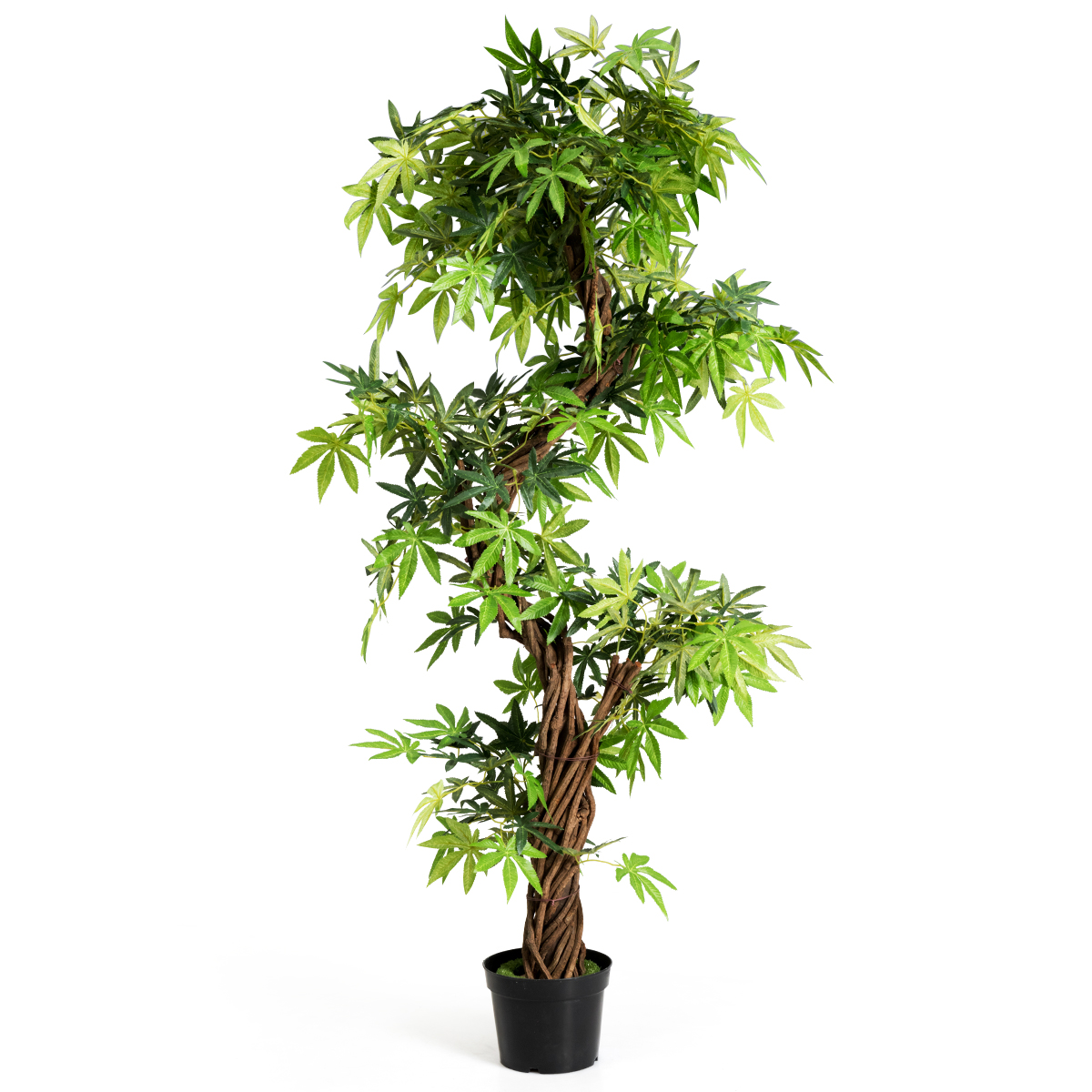 Naturaalse puidust tüvega kunst-viigipuu ja tehis-toataim (kõrgus 160 cm)