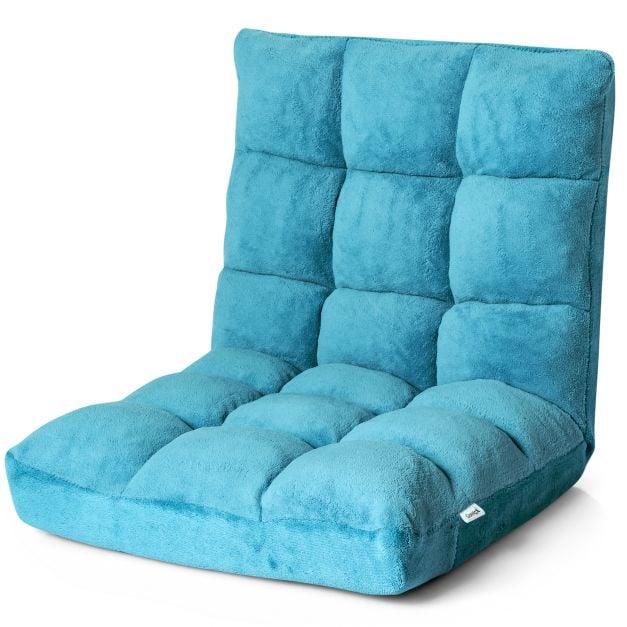 Põrandatool seljatoega, korallist sametist lamamistool, 105 x 56 x 15 cm, türkiissinine