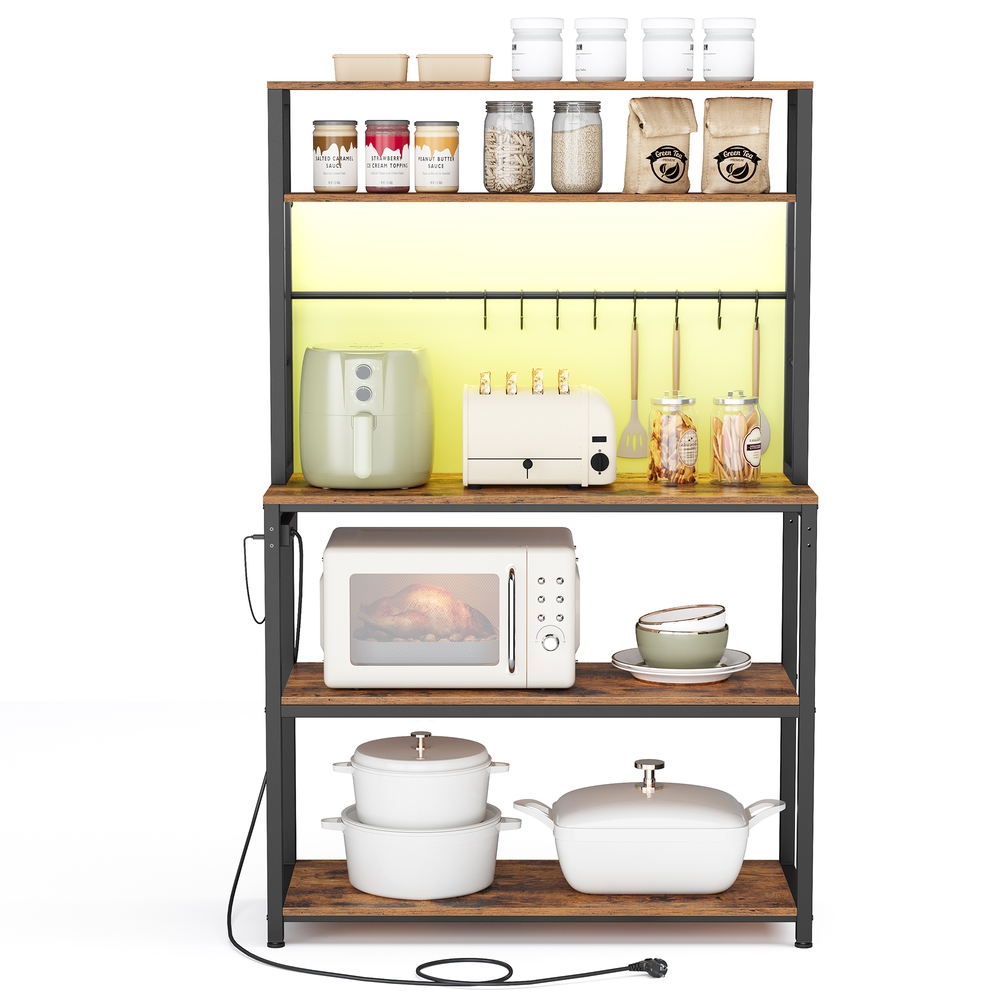 Köögiriiul LED-valgustusega, eraldiseisev riiul pistikupesadega, reguleeritavad riiulid