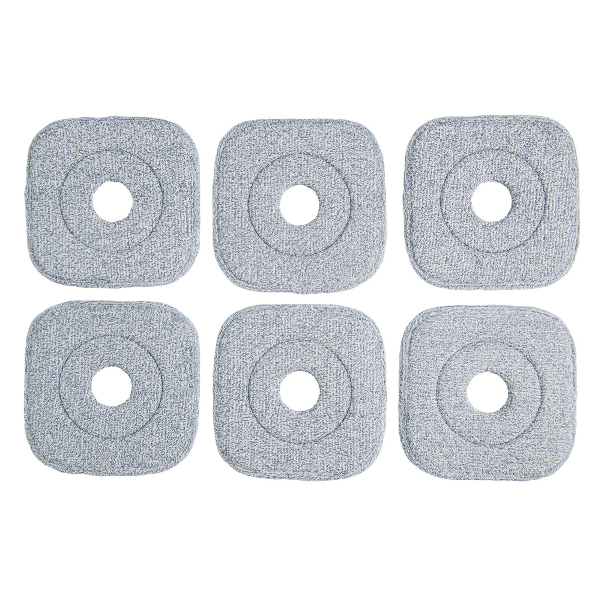 6 tk korduvkasutatavaid mikrokiust mopikäsnasid, kuivpühkimislappe ja märgpuhastuslappe, hallid ruudukujulised mopipadjad