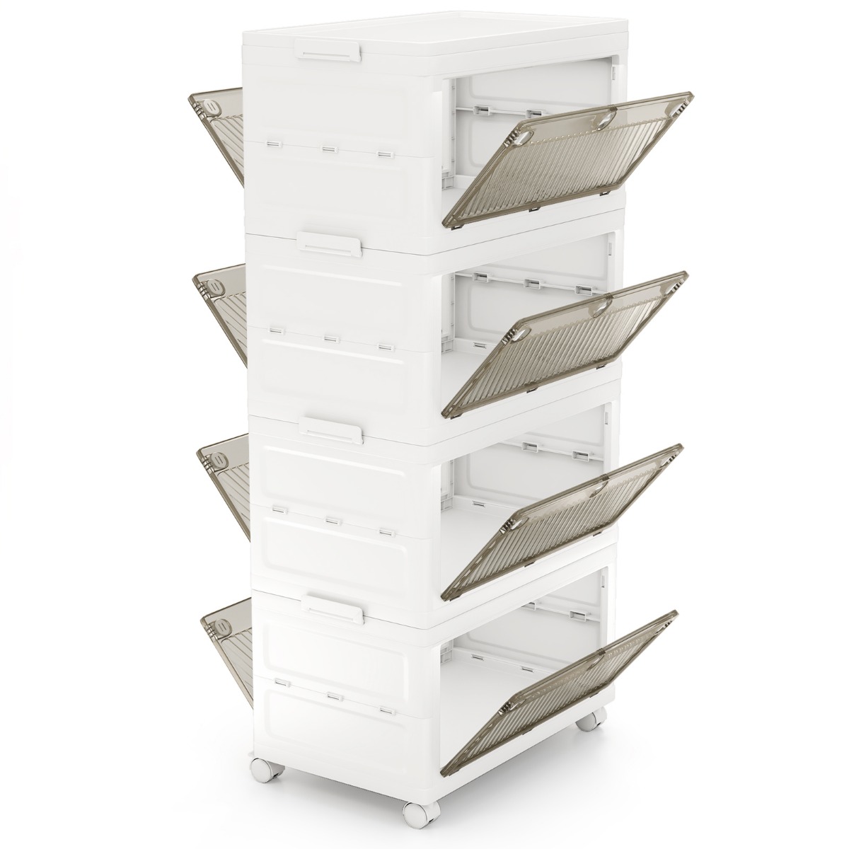 Kaane ja kahepoolsete ustega kokkupandav hoiukast 4-astmeline