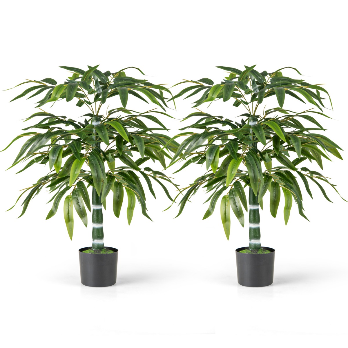 2-osaline komplekt kunstlik bambus taim 100 cm kunstpuu potiga kunsttaim kodu kontor roheline