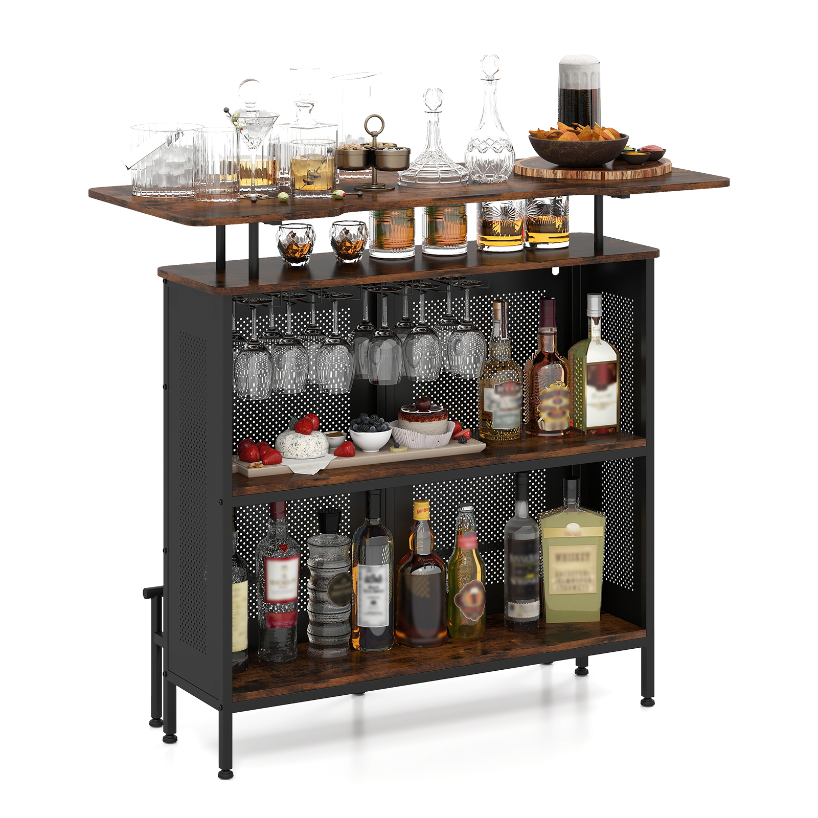 4-korruseline baarikapp 2 veiniriiuliga must