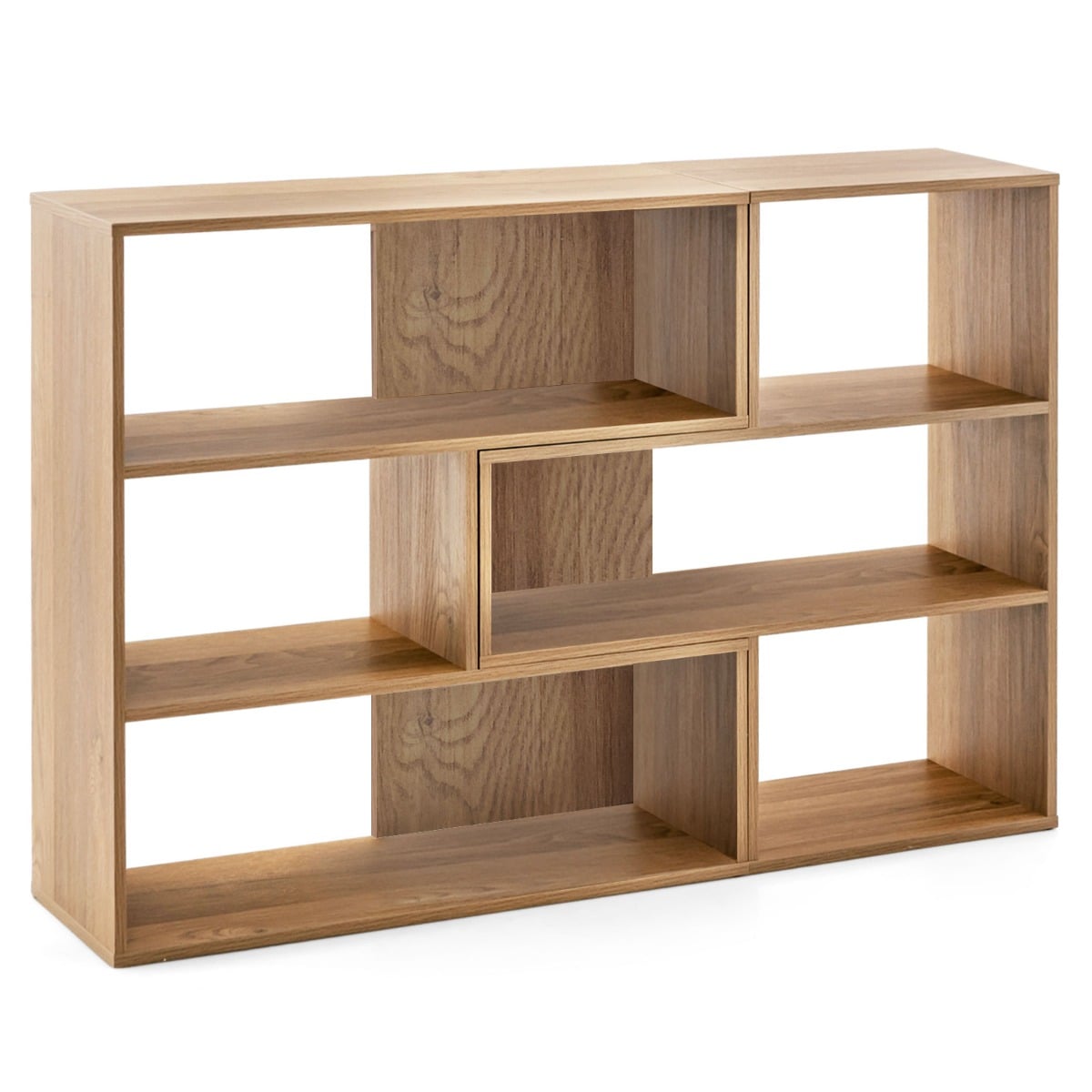 Nõgus + kumer raamaturiiul ümberkukkumiskaitse ja 3 riiuliga, moodne vitriin, naturaalne