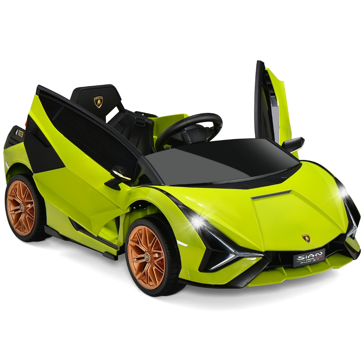 12V Lamborghini laste elektriauto 2,4G puldiga lasteauto 3-5km/h MP3 rohelisega
