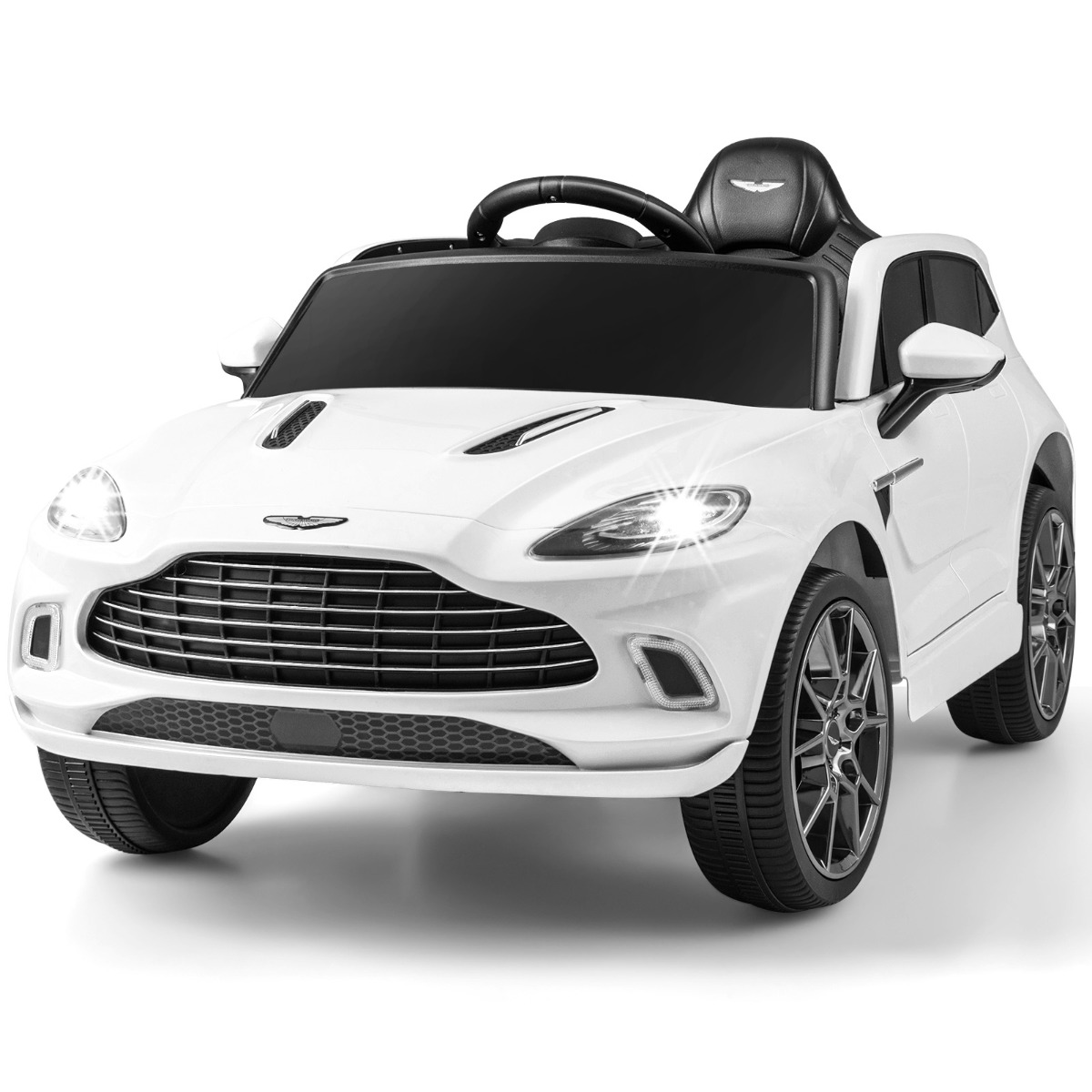 12V Aston Martin DBX lasteauto 2,4G puldiga 1,4-2,5 km/h valge