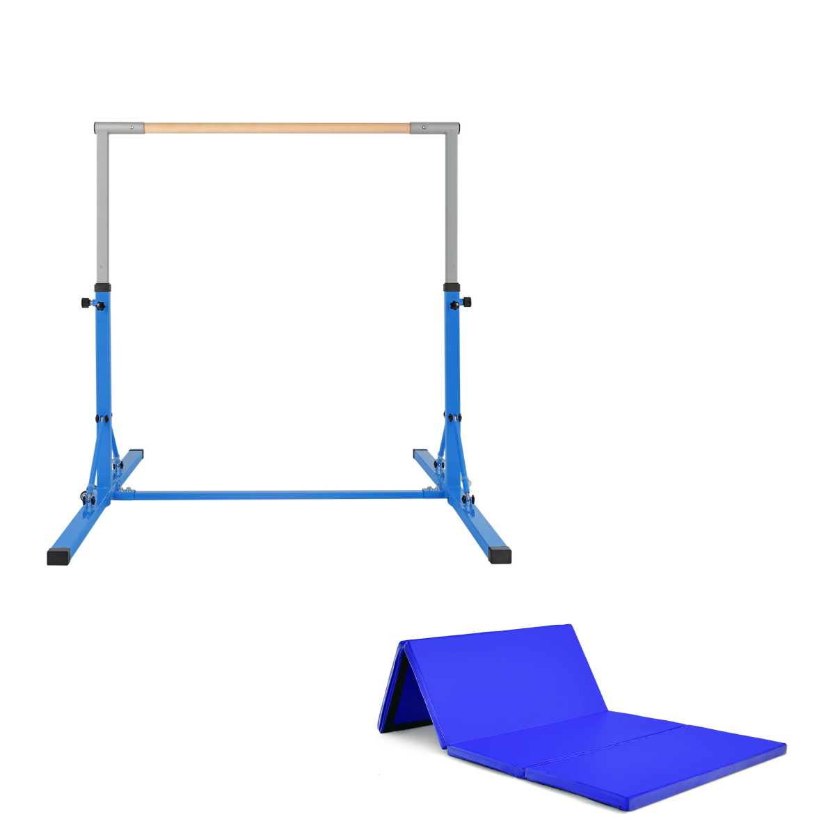 Kokkupandav võimlemislatt lastele, vankumatu kodune treeningvahend võimlemismatiga, sinine