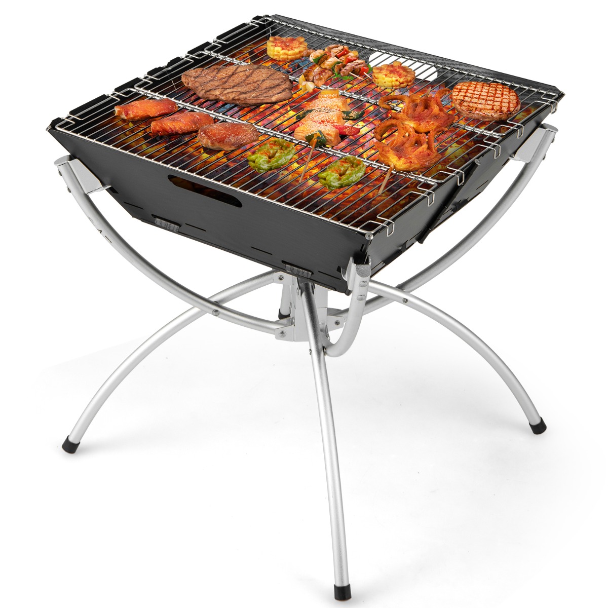 45 x 45 x 49 cm 3-ühes tulekolle roostevabast terasest grillrestiga