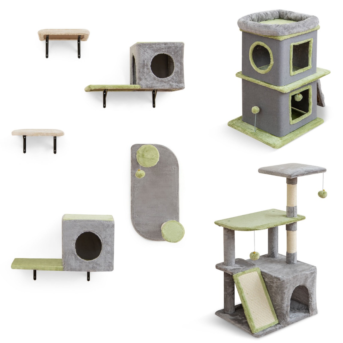 3-ühes kassimööblikomplekt kasside tegevuskeskus koos kassimajaga 3-astmeline kraapimispuu hall