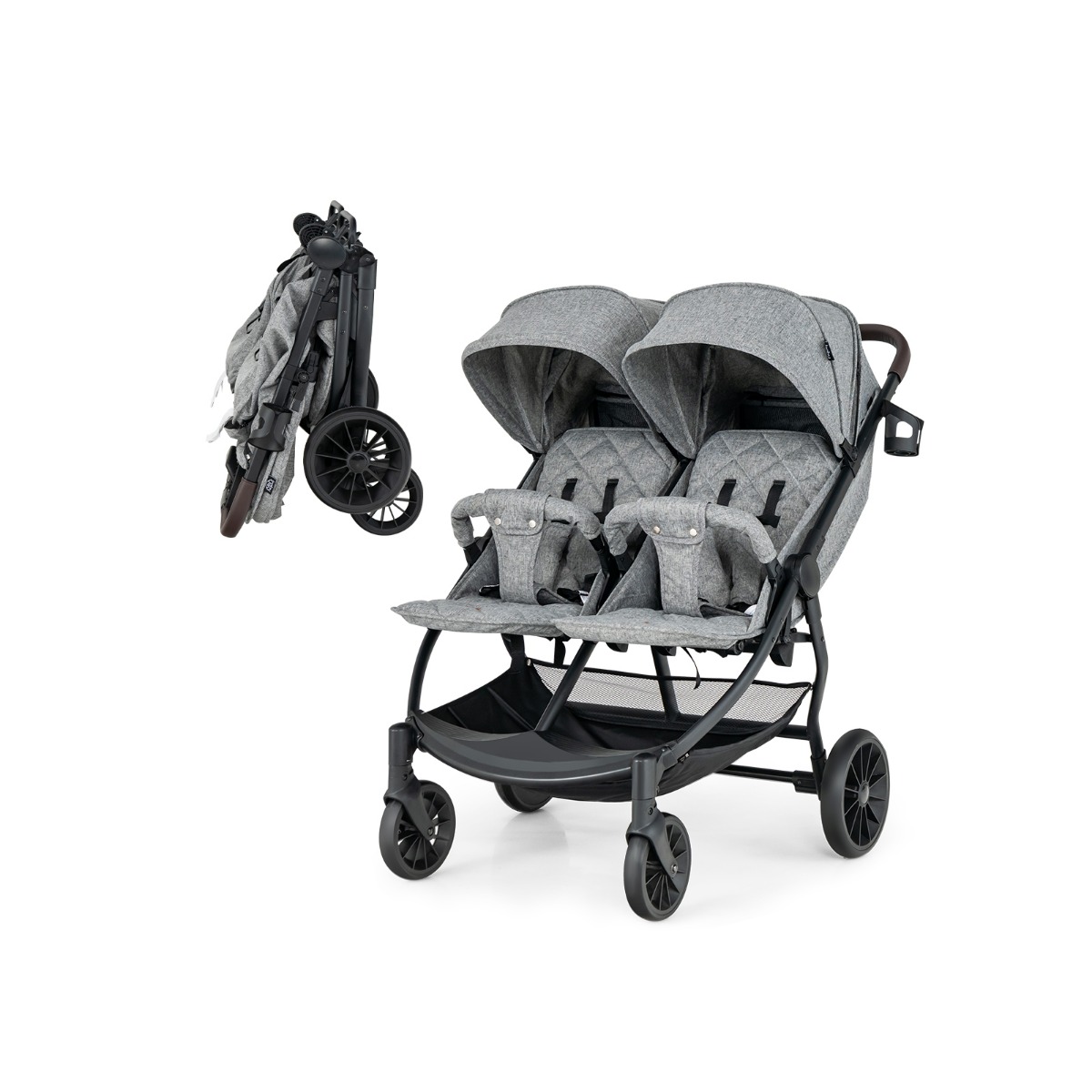 Kahekordne jalutuskäru individuaalse kaldega jalutuskäru 105 x 78,5 x 106 cm hall